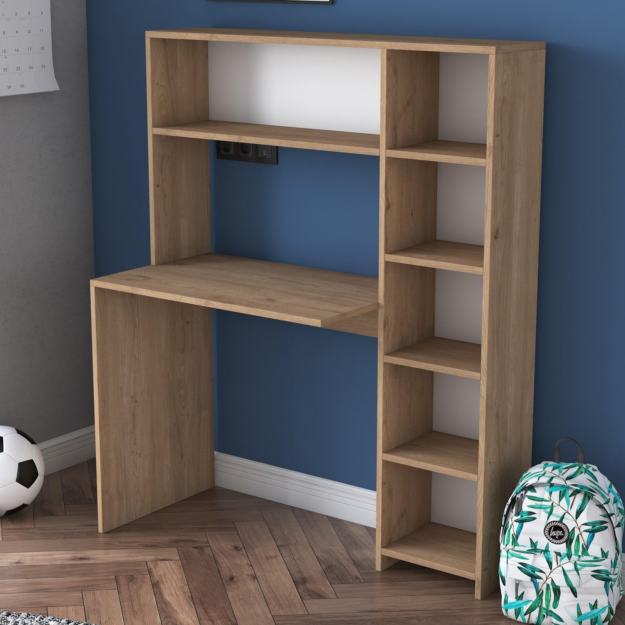 Voir la diapositive 4 : Habitat et Jardin Bureau en bois  haham  113 x 40 x 142 cm - chêne