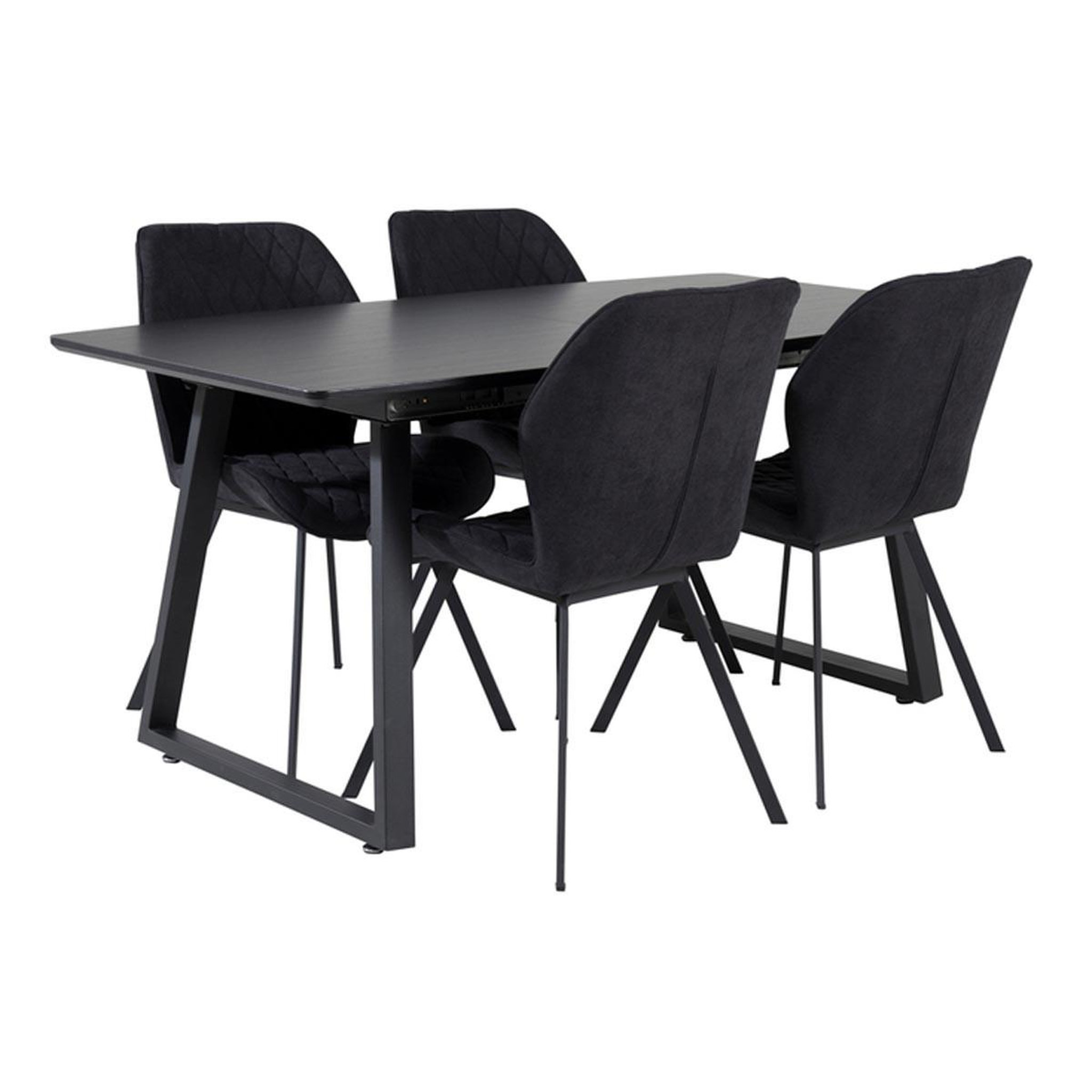 Paris Prix Ensemble table à manger extensible & 4 chaises  inca & gemma  160-200cm noir