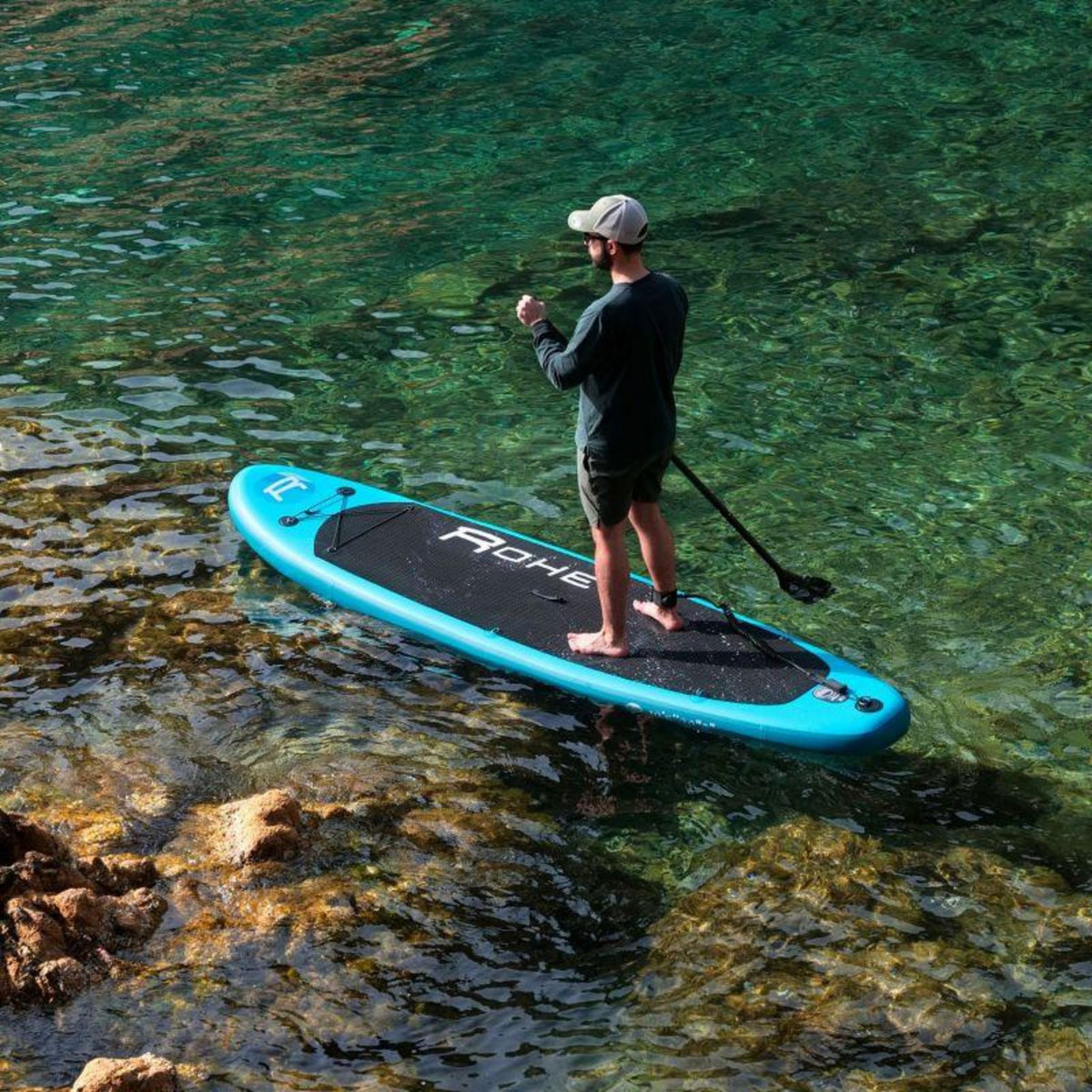 ROHE Stand Up Paddle Gonflable PACIFIC ROHE - 10'6'' (320cm) 30'' (76cm) 6'' (15cm) avec Pompe, Pagaie, Leash et Sac de transport
