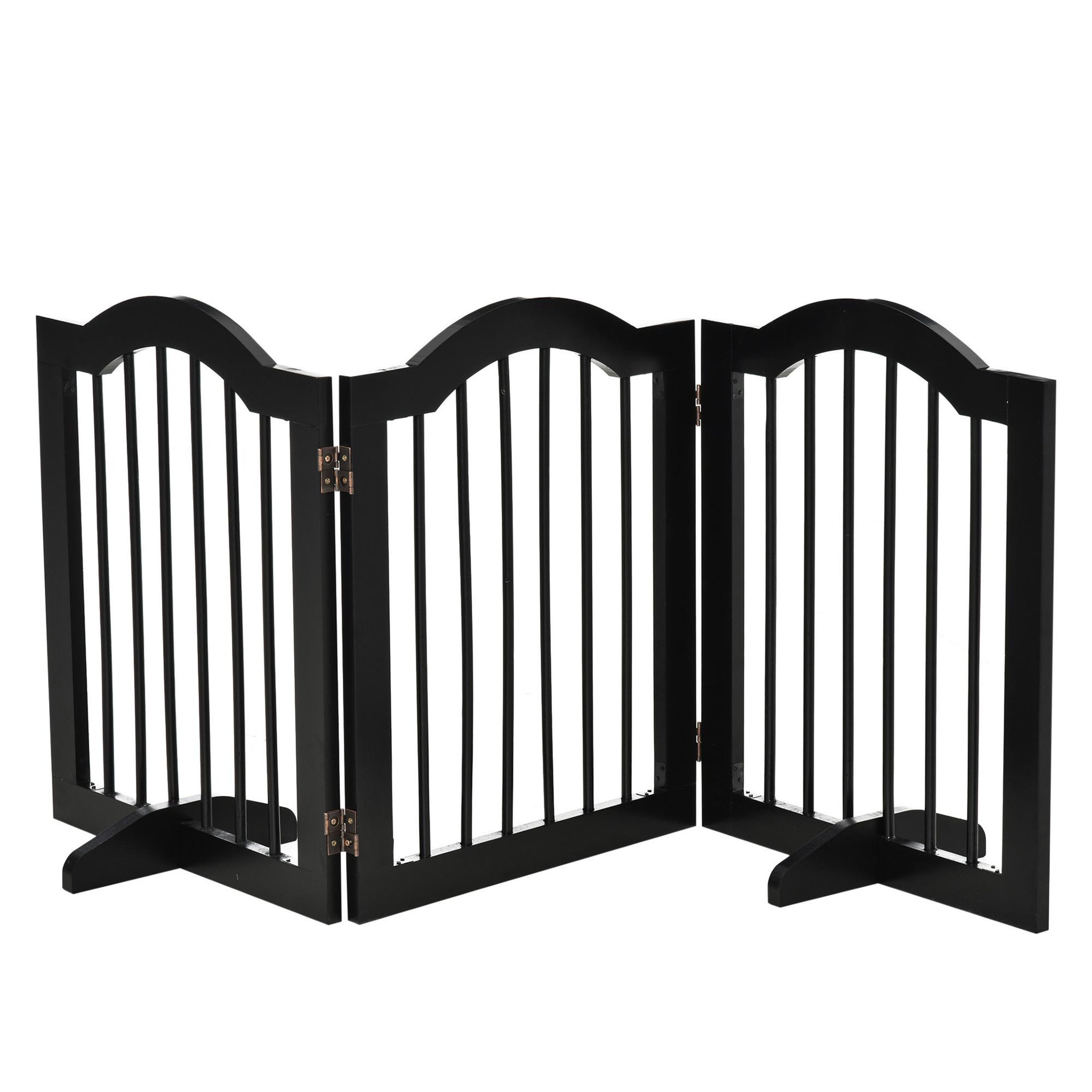 PAWHUT Barrière de sécurité barrière modulable pliable pour animaux de compagnie - piètement support - dim. 154,5l x 61h cm - mdf bois noir