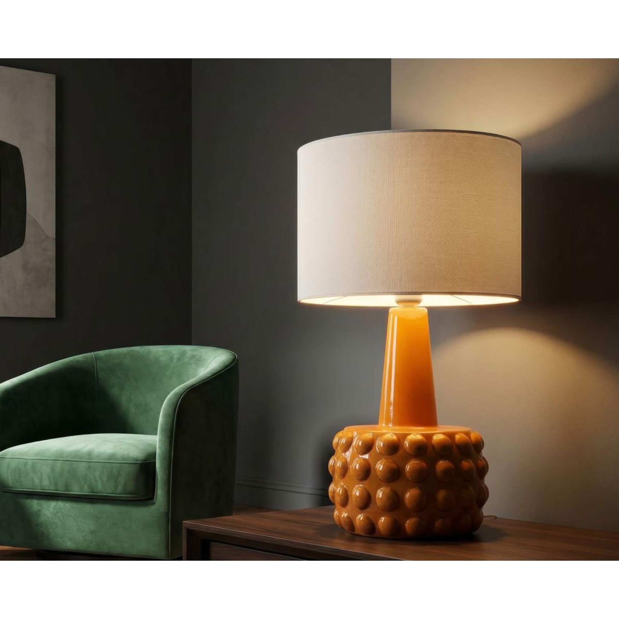 Voir la diapositive 5 : Paris Prix Lampe à poser en céramique  gress  51cm moutarde