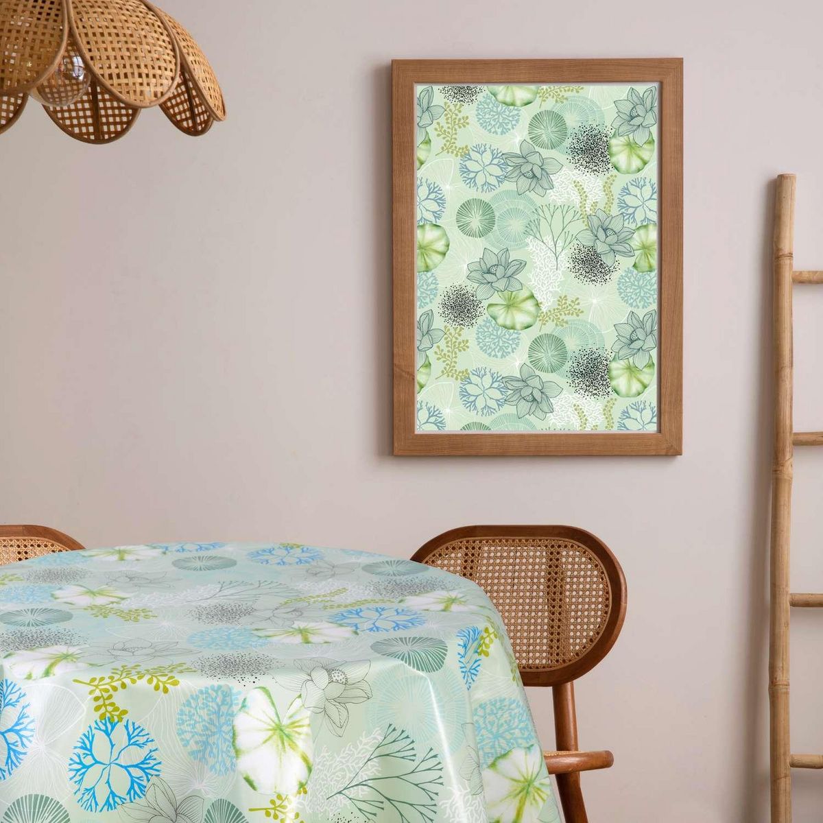 HABITABLE Nappe en toile cirée ronde Nofica - Diam. 135 cm - Vert