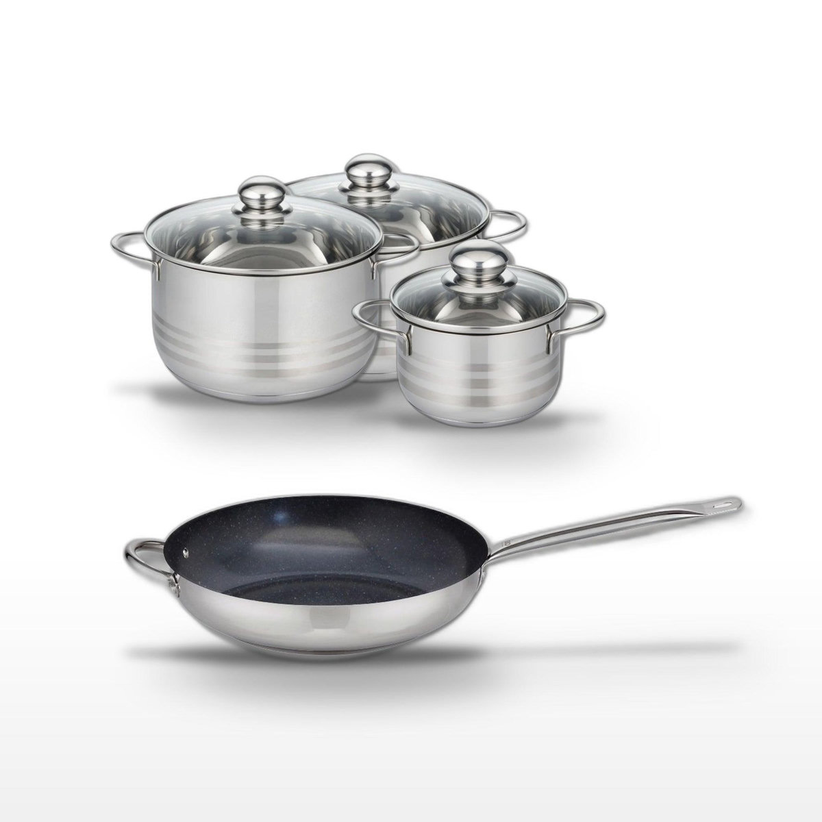 ELO Lot Poêle 32cm et 3 Faitouts 16/20/24cm Elo Profi Therm Platinum