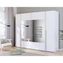 Voir la diapositive 2 : MARKET24 Armoire NARAGO - Décor Blanc mat - 2 portes coulissantes + miroir + 2 portes battantes + 2 penderies - L270 x P61 x H210 cm