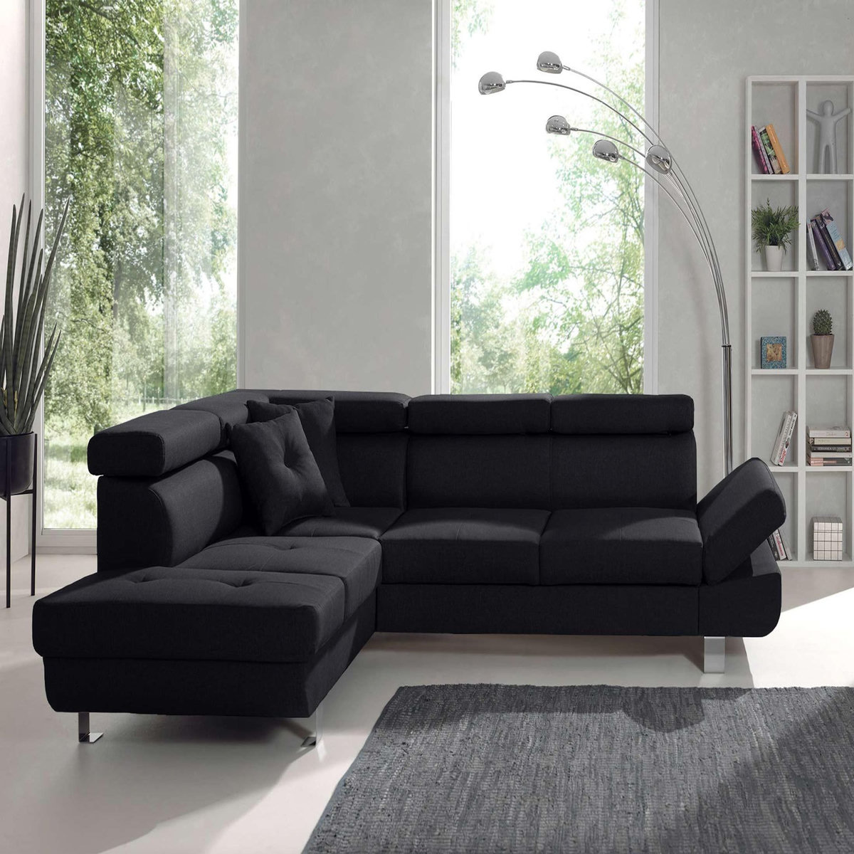 BEST MOBILIER Lisbona - canapé d'angle gauche convertible - 5 places - avec têtières