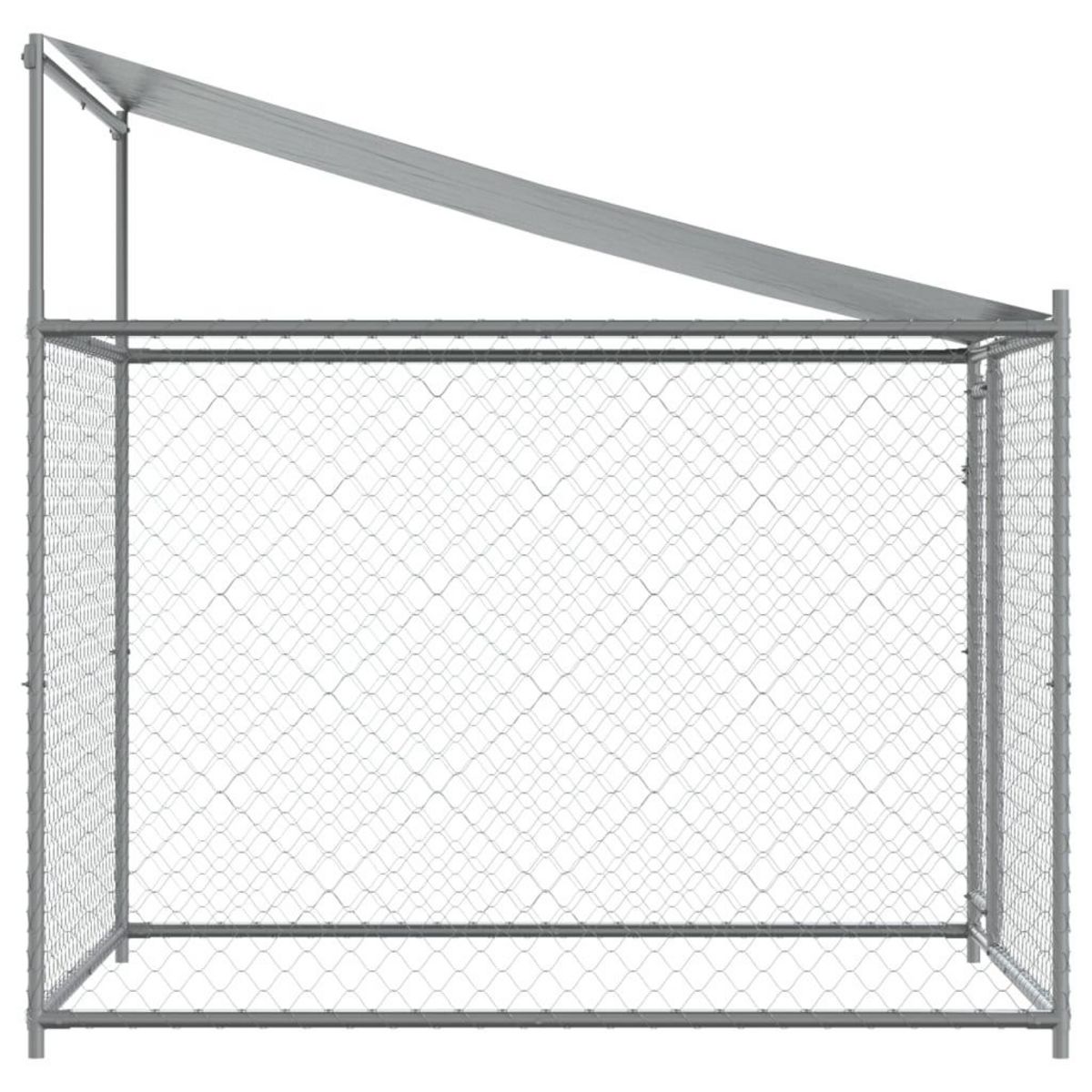 VIDAXL Cage pour chien avec toit et porte gris 2x2x2 m acier galvanise