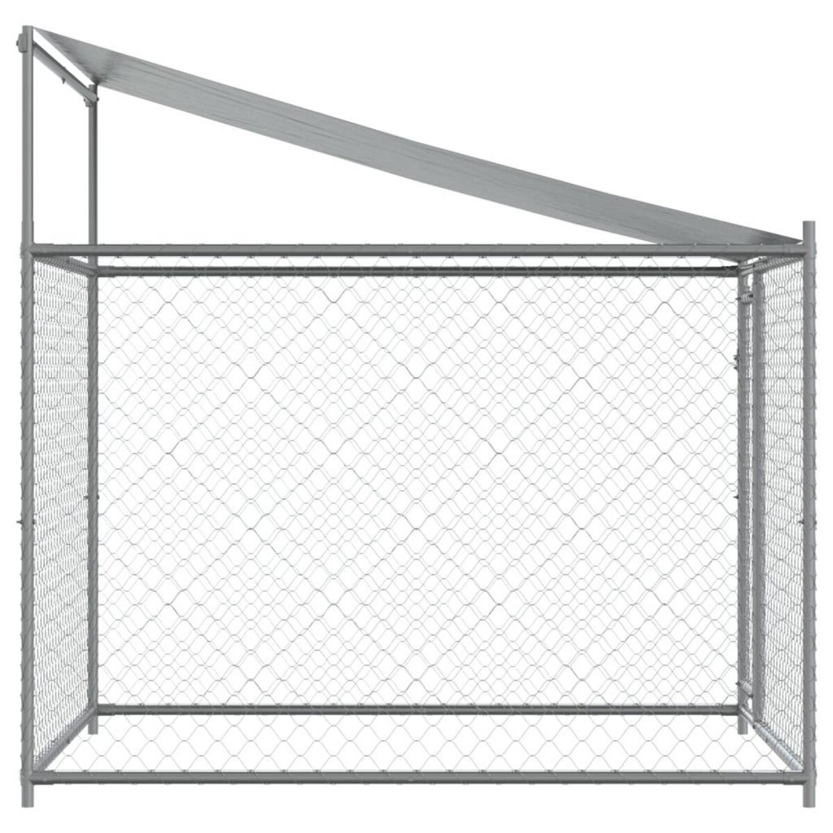 VIDAXL Cage pour chien avec toit et porte gris 2x2x2 m acier galvanise