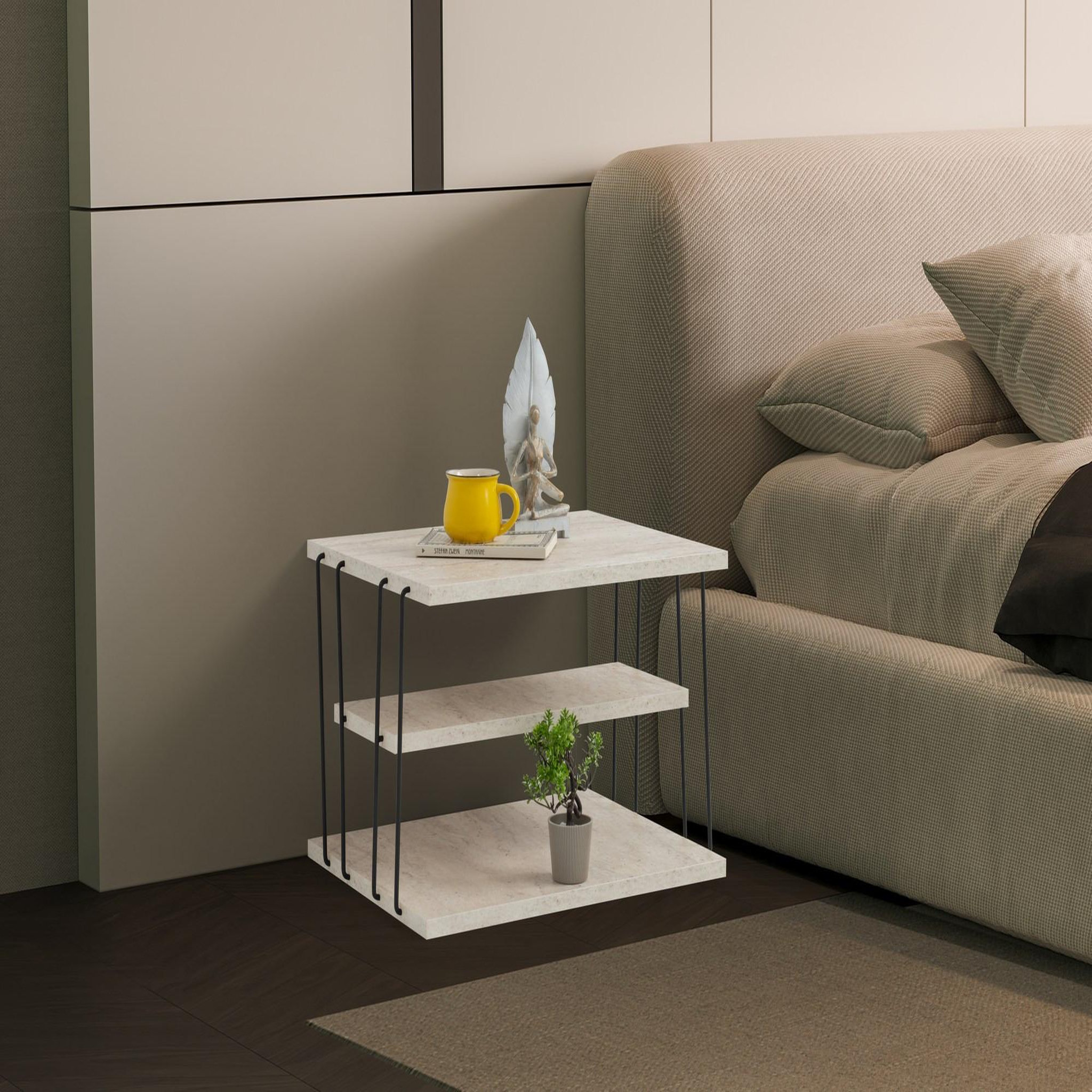 Voir la diapositive 2 : Habitat et Jardin Table d'appoint en bois  lifon  - 50 x 40 x 33 cm - noir