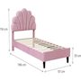 Voir la diapositive 3 : Habitat et Jardin Lit coquillage en velours  Manon  - 90 x 190 cm - Rose