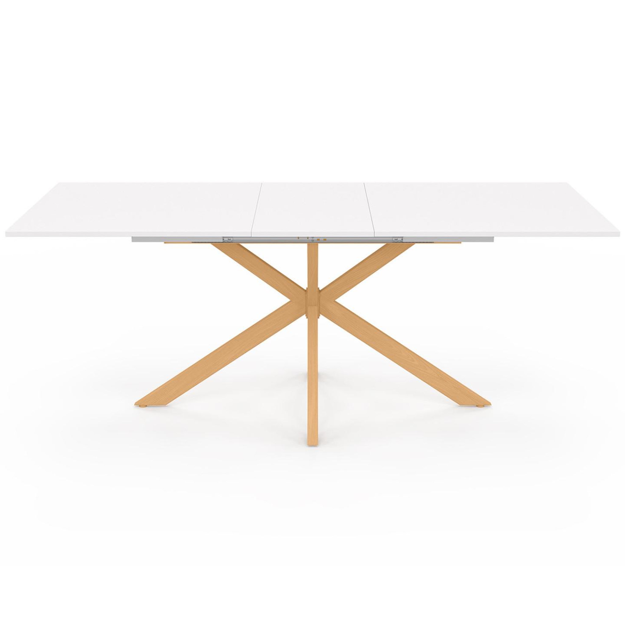 Voir la diapositive 3 : ID MARKET Table à manger extensible rectangle alix 6-10 personnes pied araignée bois et plateau blanc gisele 160-200 cm