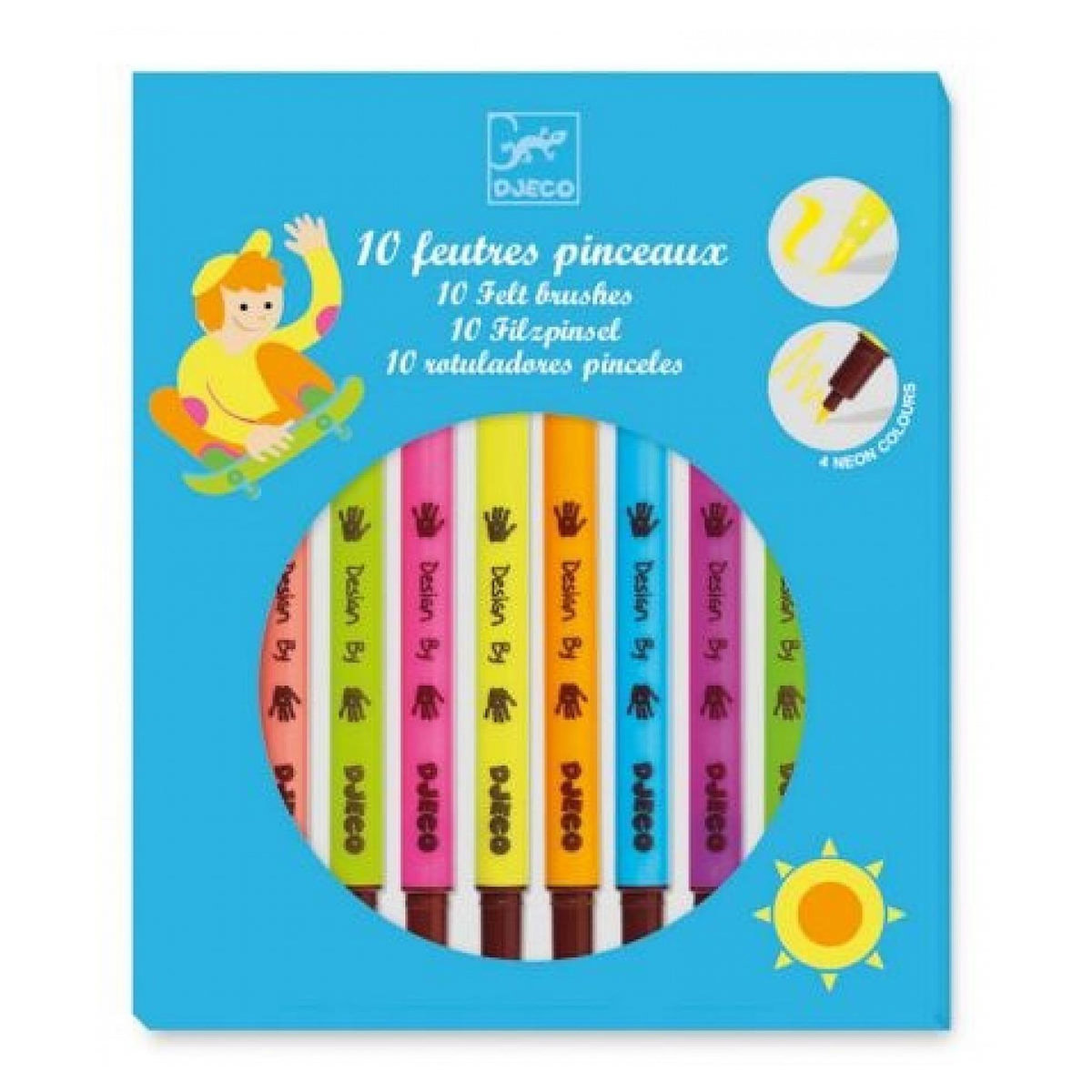 Djeco 10 feutres pinceaux coloris Pop