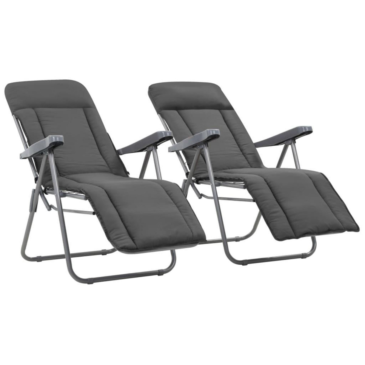 VIDAXL Chaises pliables de jardin avec coussins lot de 2 Gris