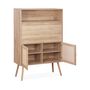 Voir la diapositive 5 : SWEEEK Bureau secrétaire. 2 portes en cannage. étagères. effet bois. pieds en bois de sapin