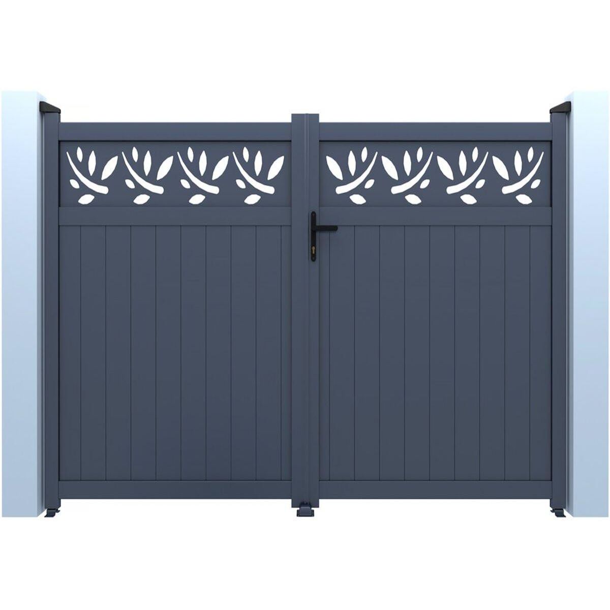 Habitat et Jardin Portail aluminium semi-ajouré à motif  Maya  - 340 x 180 cm - Gris