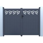 Habitat et Jardin Portail aluminium semi-ajouré à motif  Maya  - 340 x 180 cm - Gris