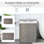 Voir la diapositive 5 : HOMCOM Panier à linge corbeille à linge 2 bacs bambou pliable couvercle poignée sac amovible en toile gris
