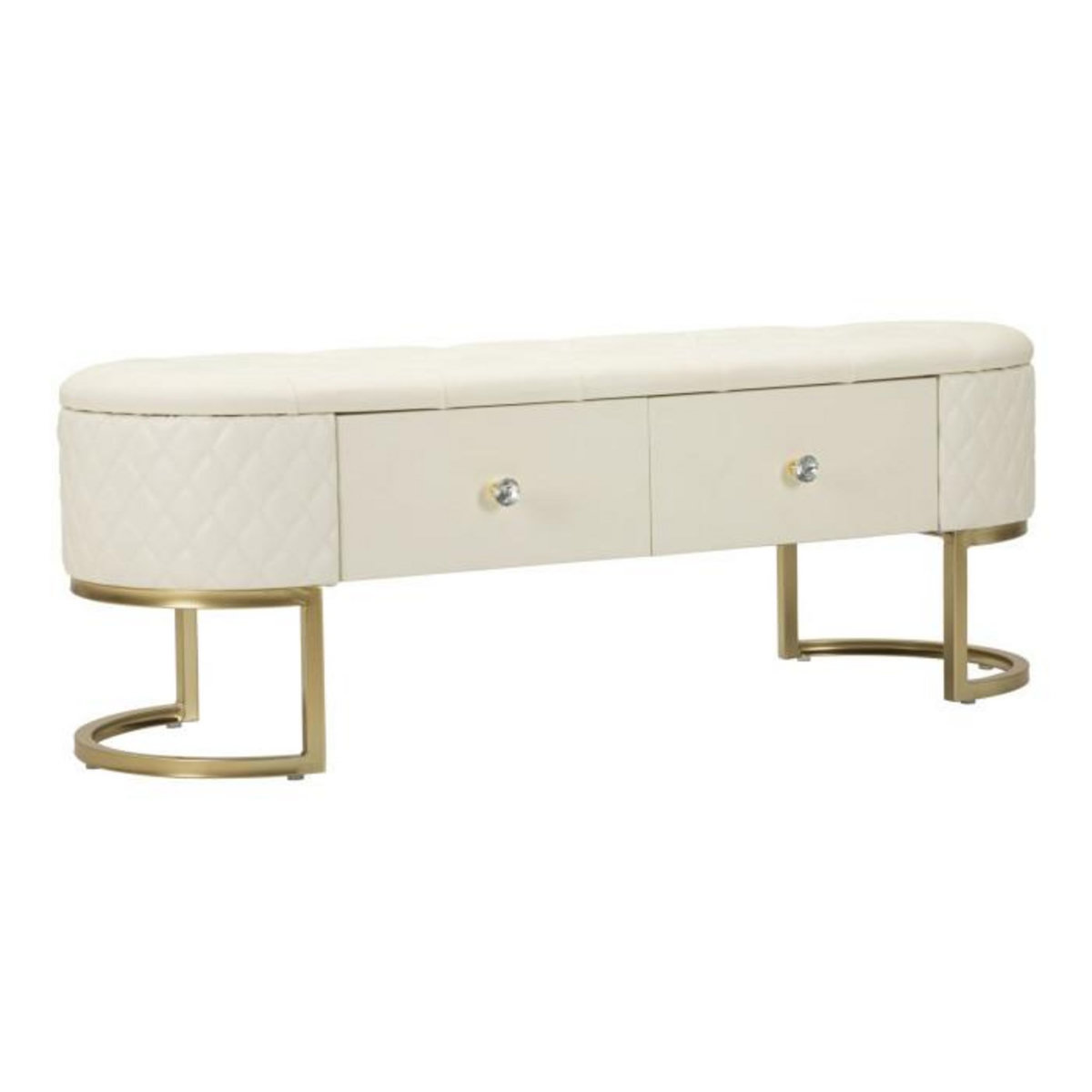 Paris Prix Banc Avec 2 Tiroirs  Sharon  120cm Blanc & Or