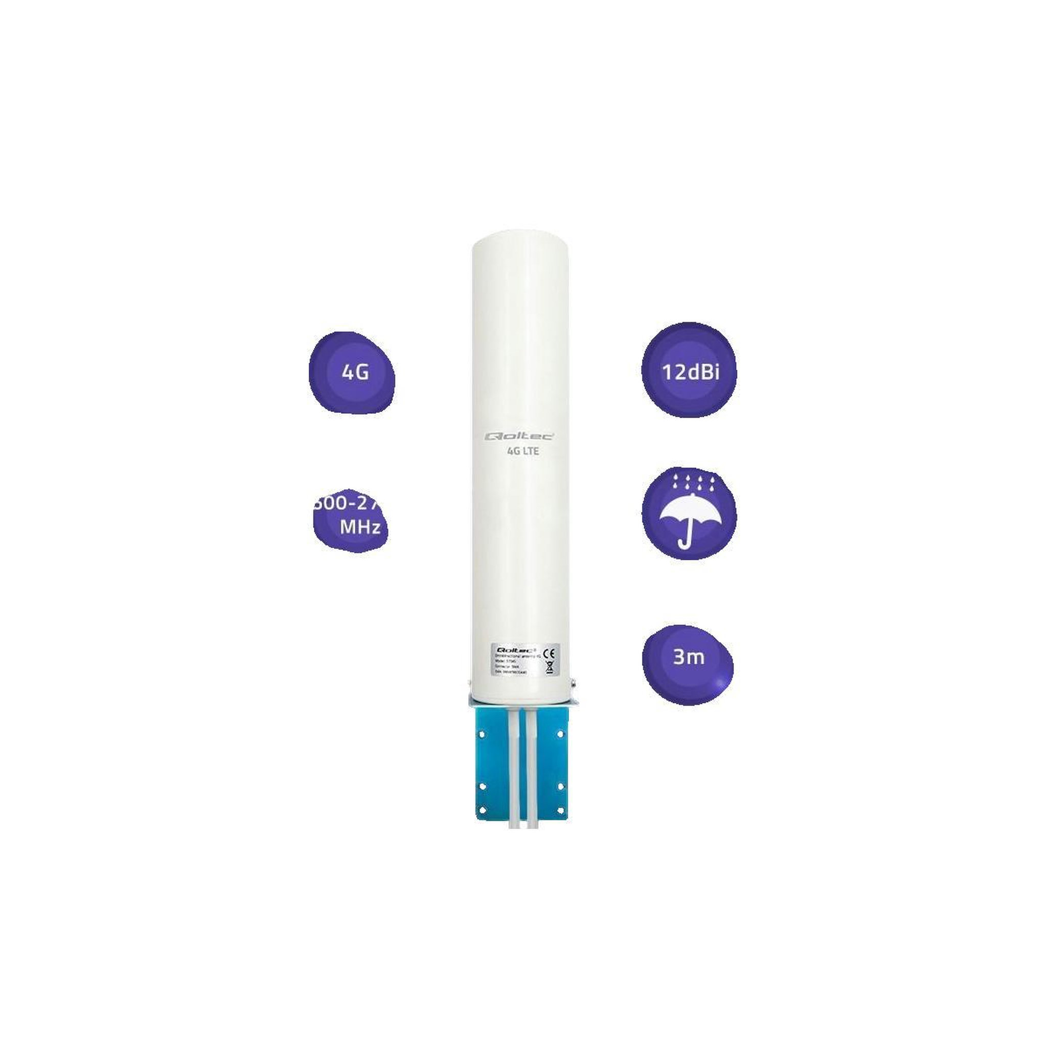 Voir la diapositive 2 : QOLTEC Antenne Omnidirectionnelle Qoltec 4G LTE 12 dBi
