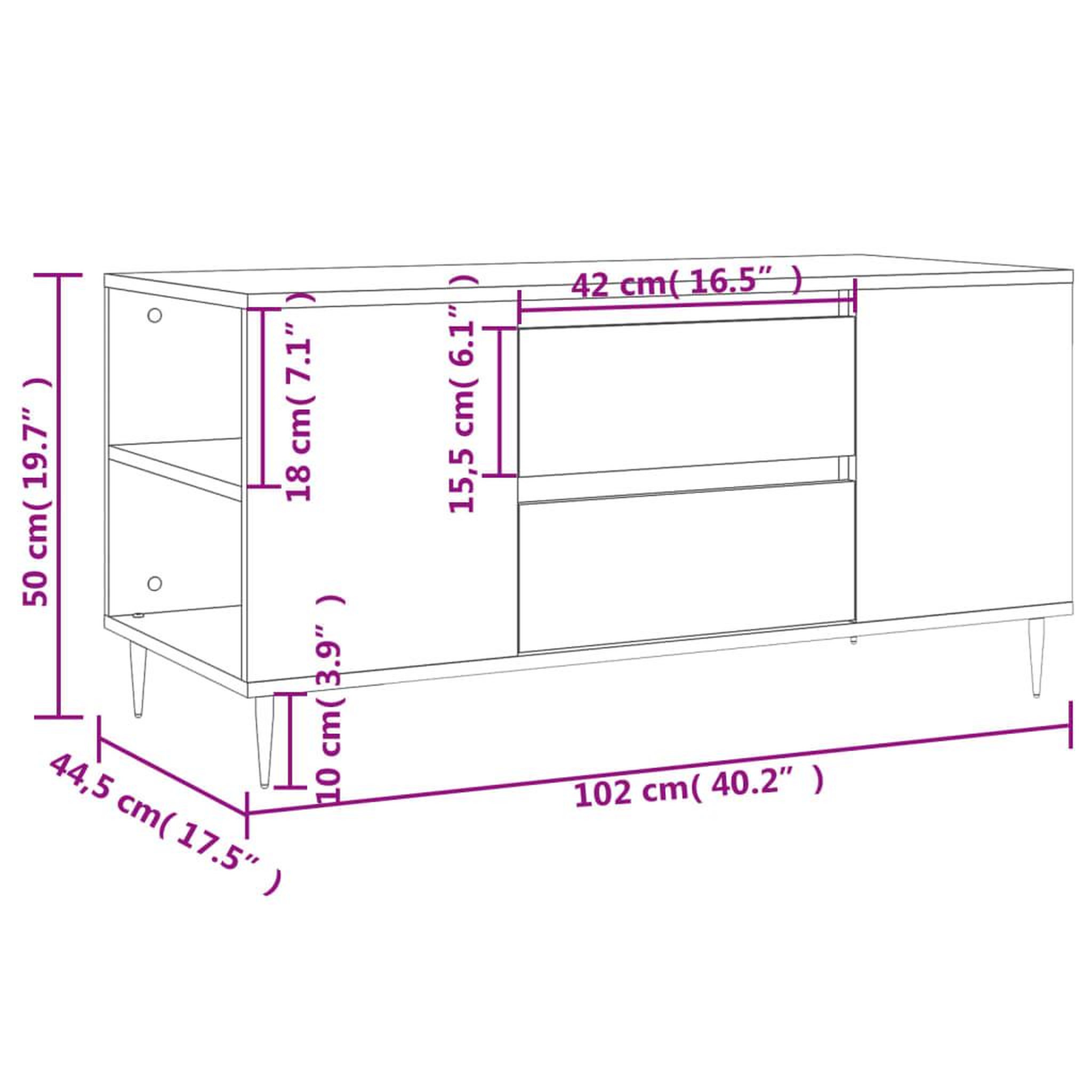Voir la diapositive 6 : VIDAXL Table basse chene marron 102x44,5x50 cm bois d'ingenierie