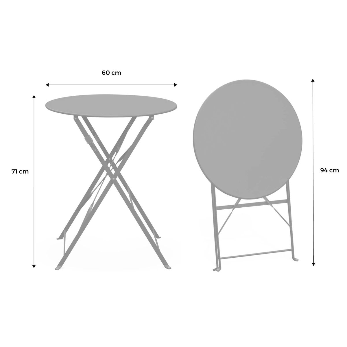 SWEEEK Table de jardin bistrot pliable - Emilia ronde - Table ronde Ø60cm en acier thermolaqué