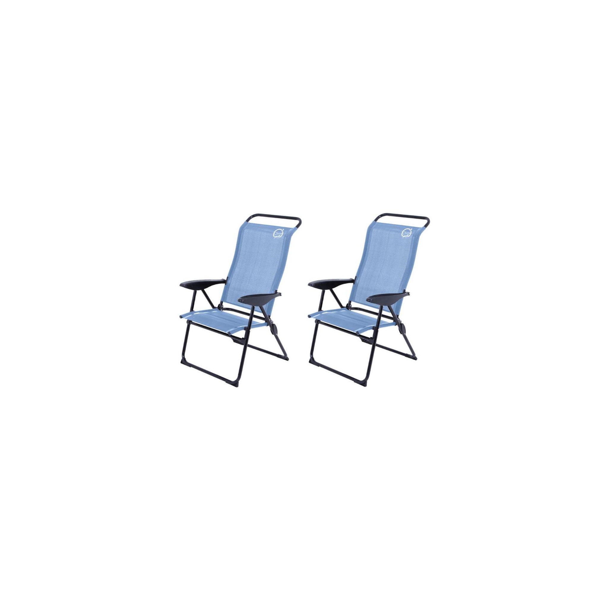 O'Camp Lot de 2 fauteuils de camping 5 positions - O'Camp - Bleu - Dimensions : 70 x 62 x 105 cm