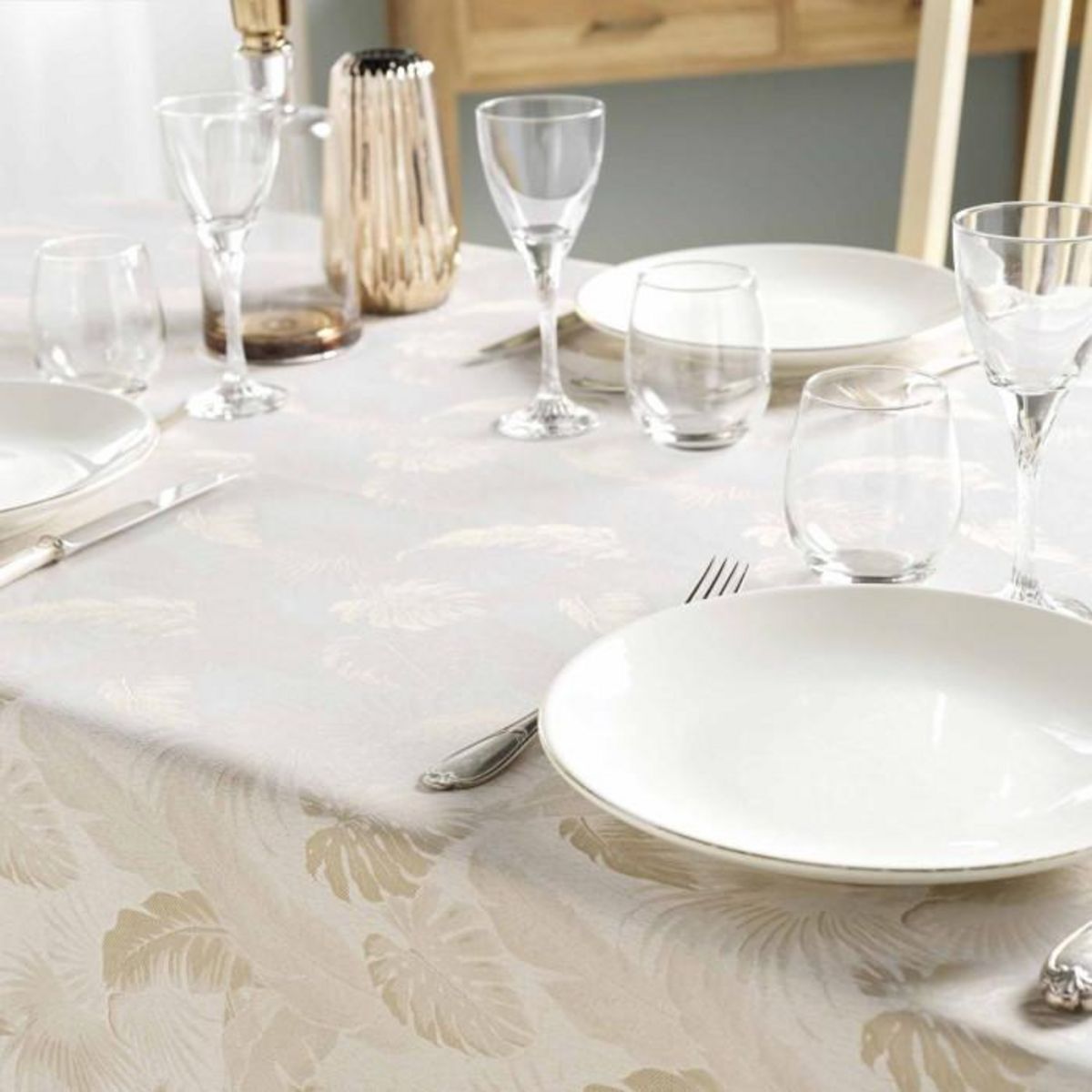 Paris Prix Nappe Jacquard Imprimé  Enola  140x250cm Naturel