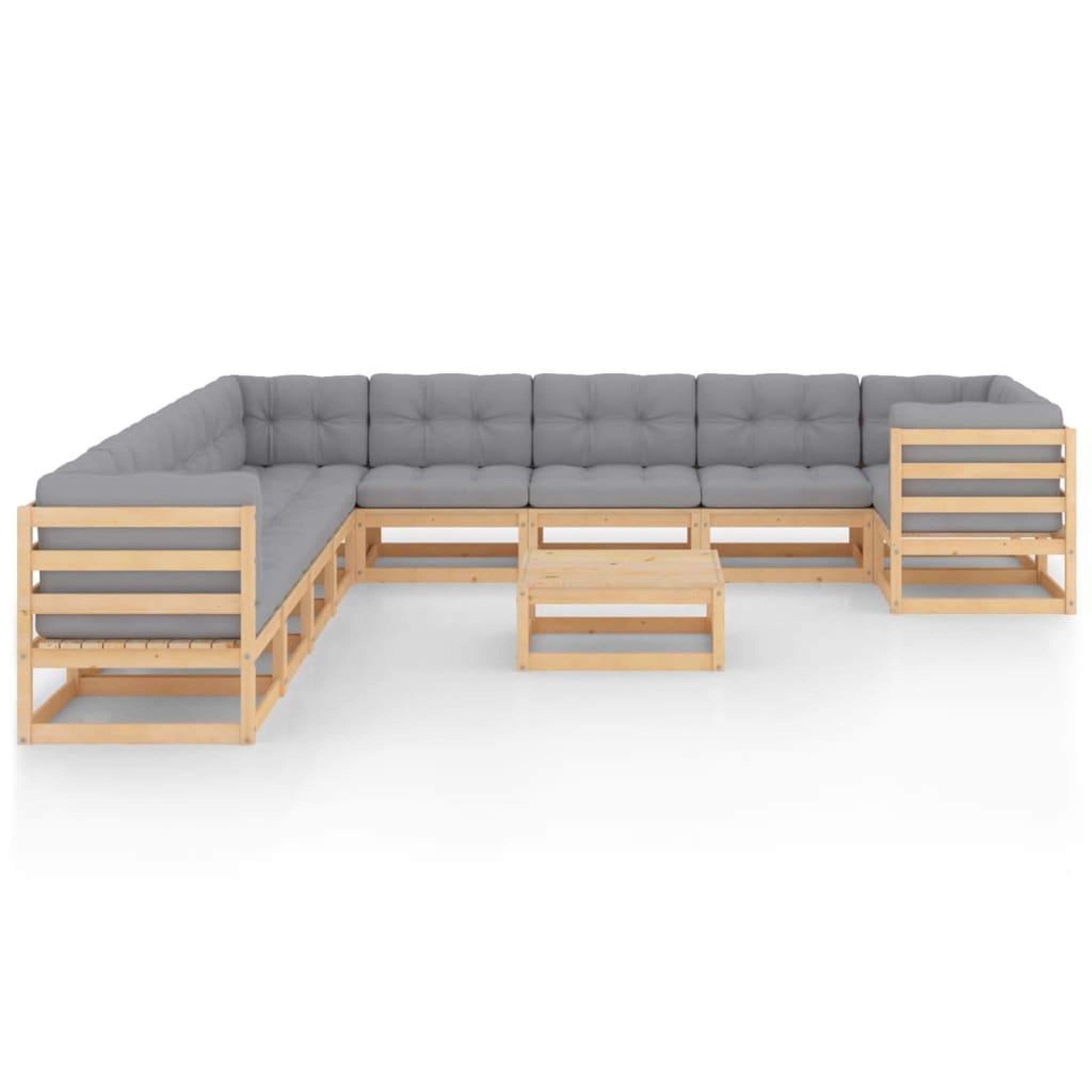 Voir la diapositive 2 : VIDAXL Salon de jardin 11 pcs avec coussins Bois de pin massif