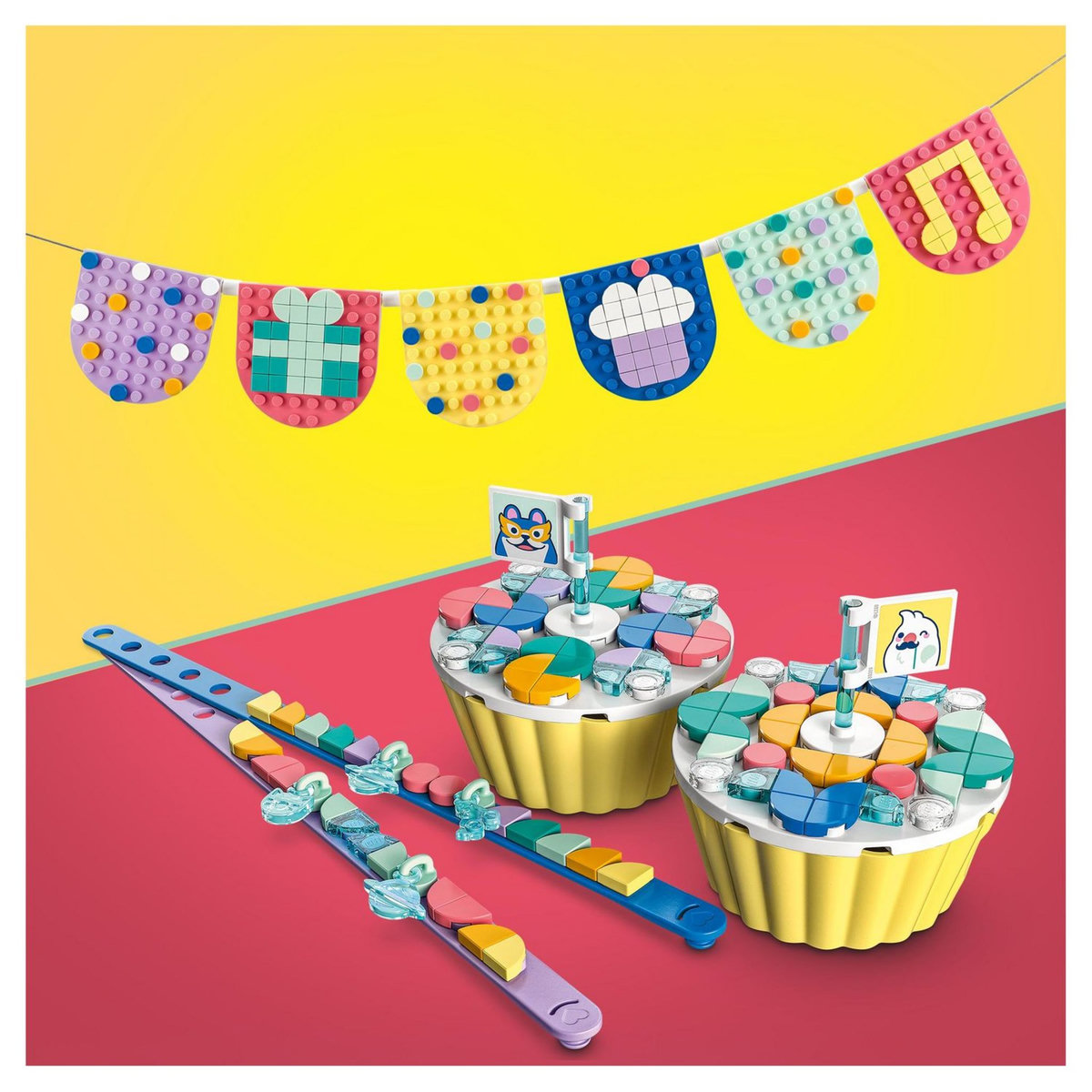 LEGO DOTS 41806 Le kit de fête ultime, eux Anniversaire, Cadeau pour Sachets de Fête, avec Cupcakes, Jouets Bracelets et Guirlandes, Décoration