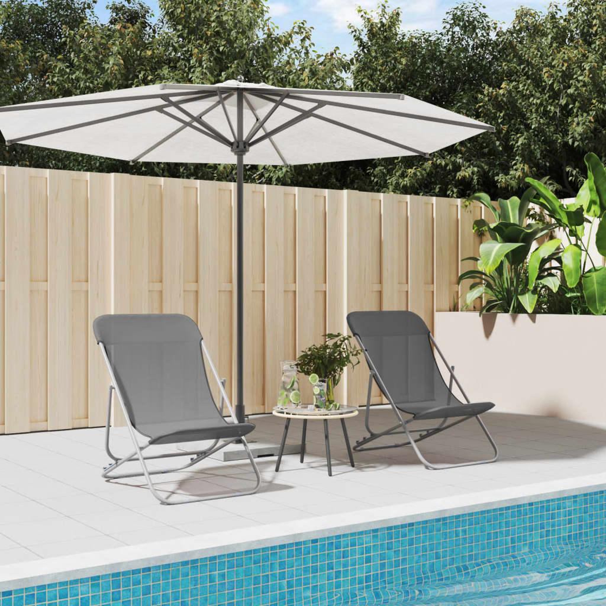 VIDAXL Chaises plage pliantes lot de 2 textilene acier enduit poudre