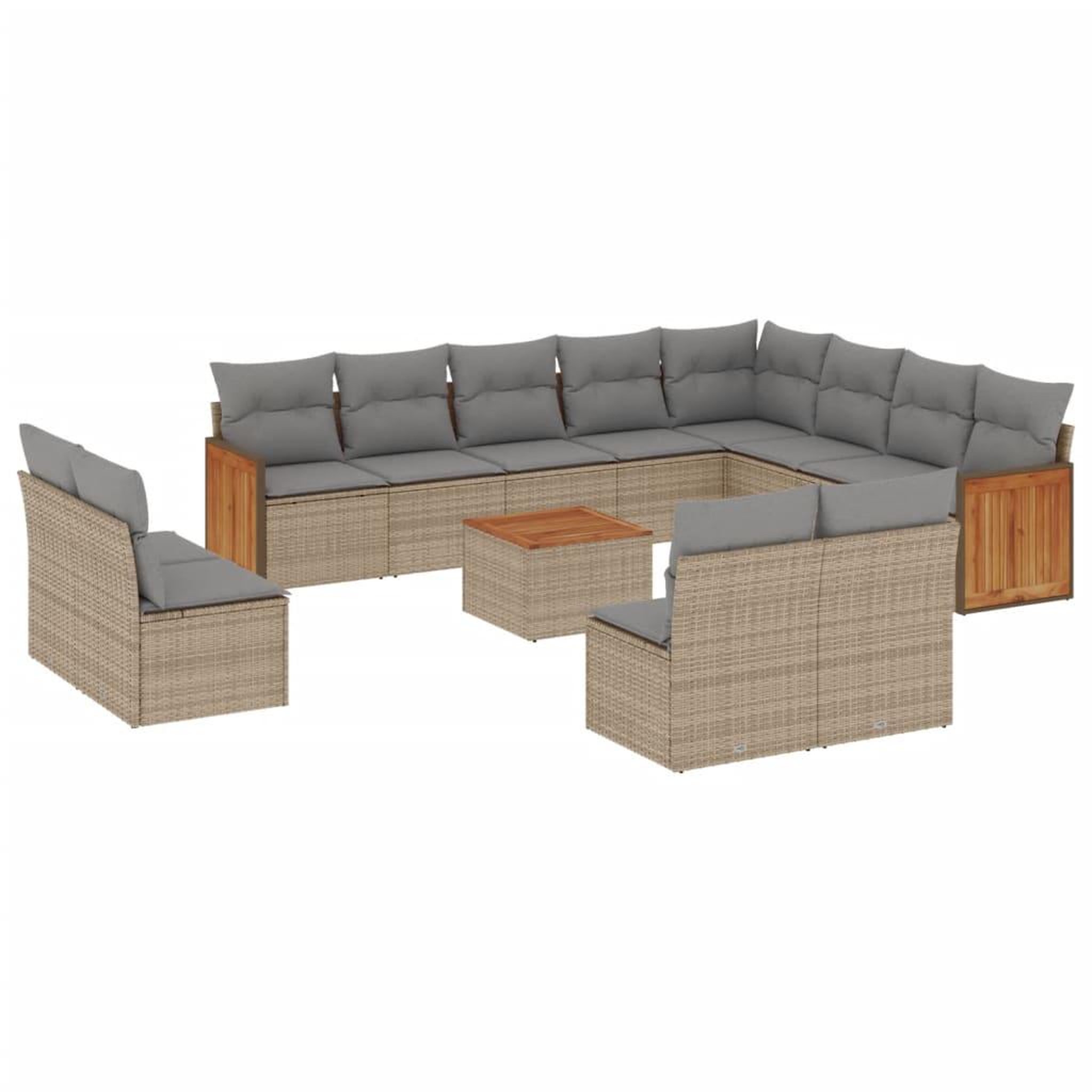 Voir la diapositive 2 : VIDAXL Salon de jardin avec coussins 13 pcs beige resine tressee