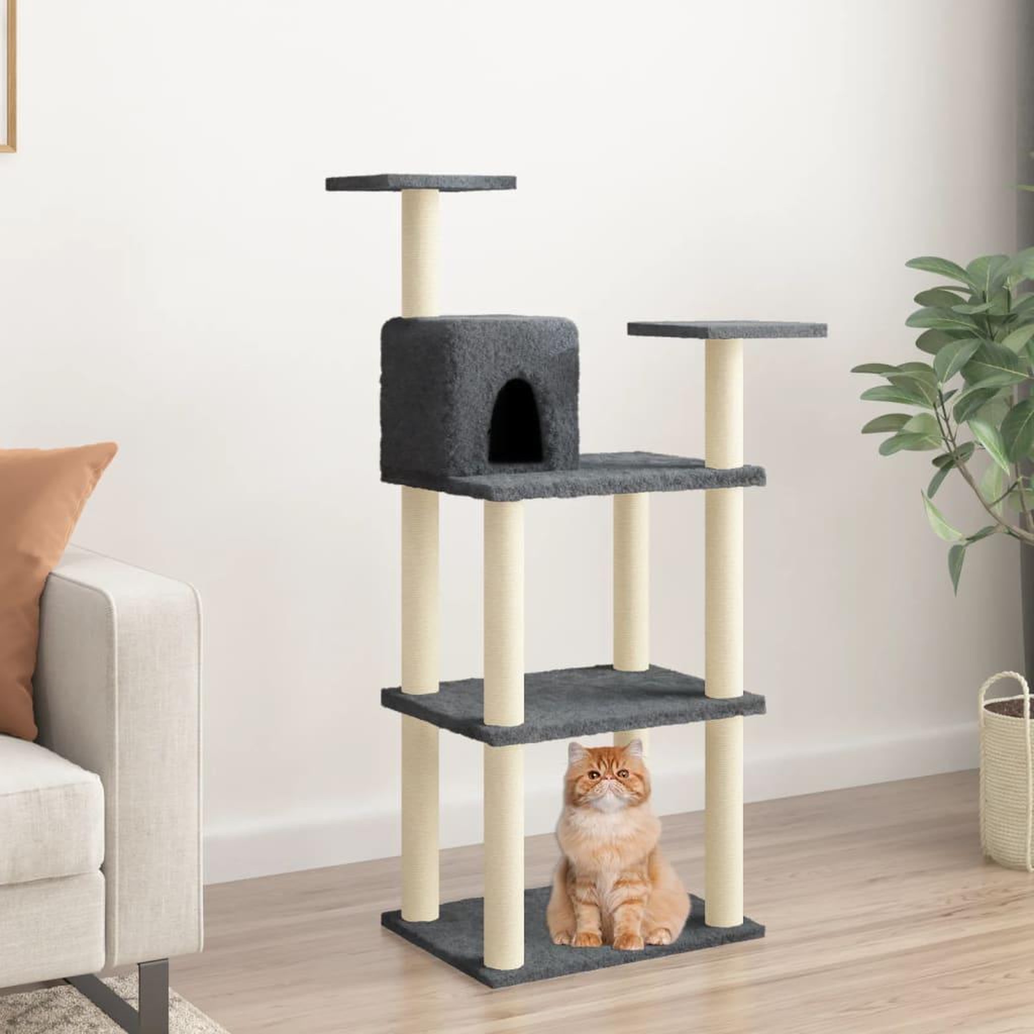 VIDAXL Arbre a chat avec griffoirs en sisal gris fonce 118,5 cm