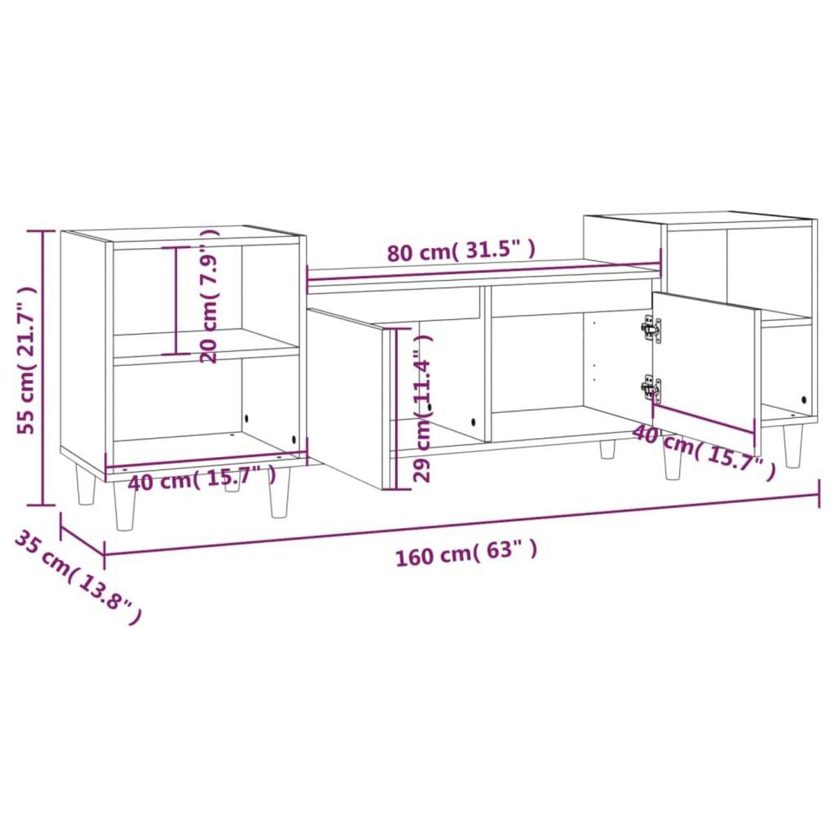 VIDAXL Meuble TV Chene sonoma 160x35x55 cm Bois d'ingenierie