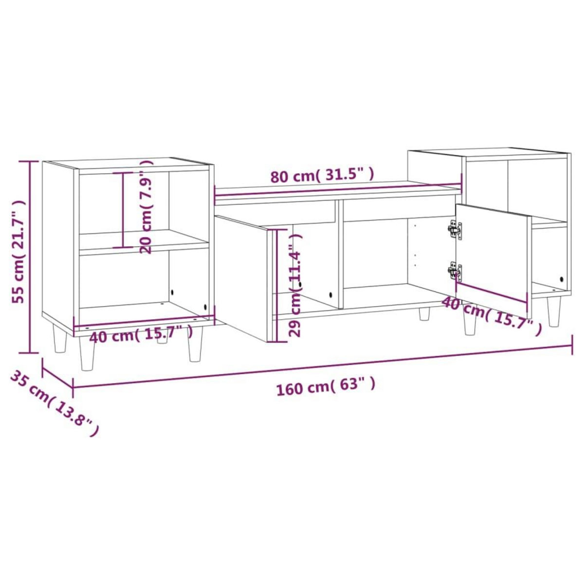 VIDAXL Meuble TV Chene sonoma 160x35x55 cm Bois d'ingenierie