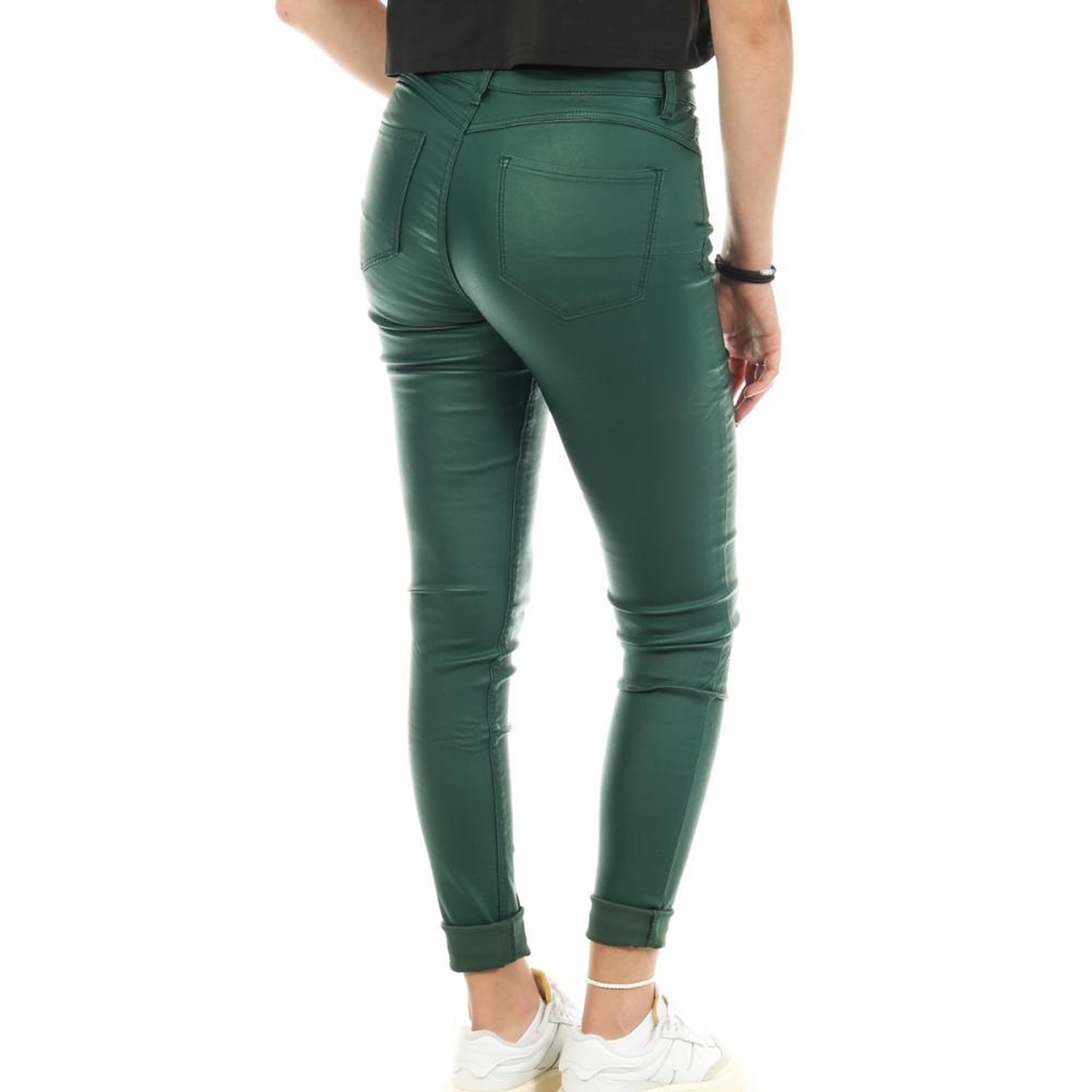 Voir la diapositive 2 : MONDAY PREMIUM Pantalon skinny enduit Vert Foncé Monday Premium