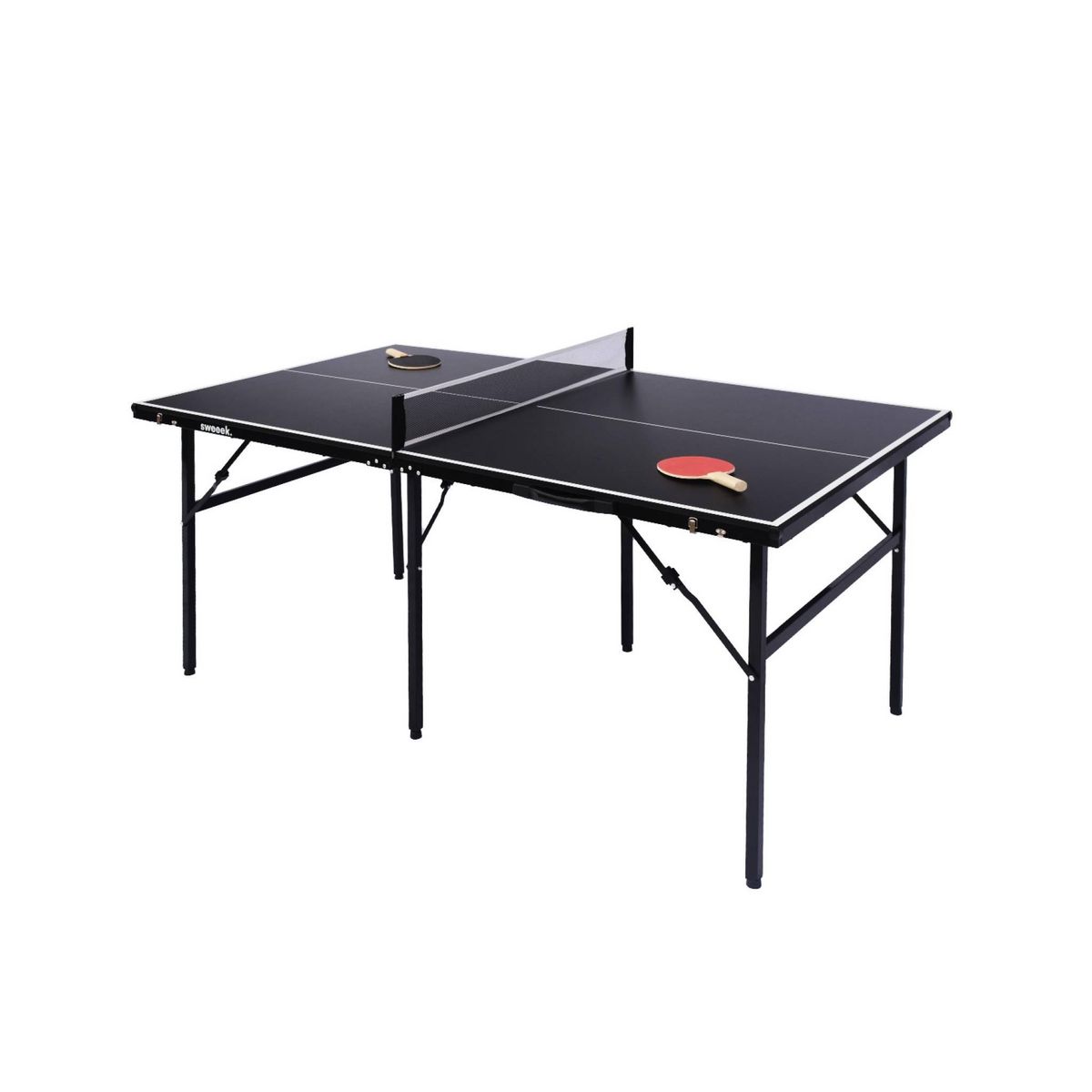 SWEEEK Table de ping pong d'intérieur médium avec 2 raquettes et 3 balles
