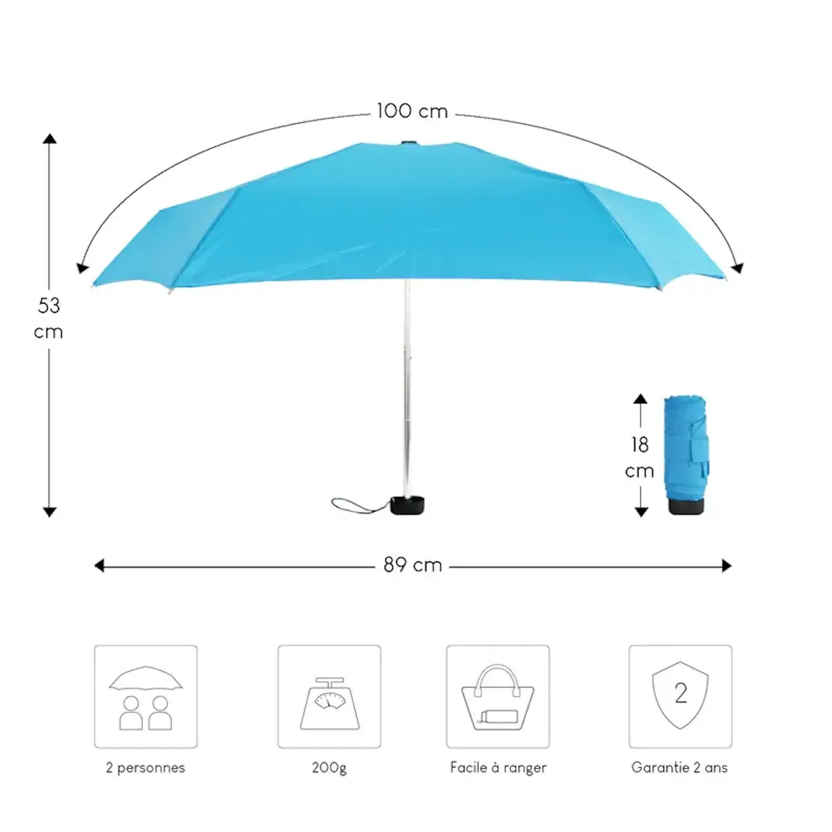 Alistair Parapluie ultra compact et resistant - Anti vent et retournement - ALISTAIR - Marque francaise garantie 1 an