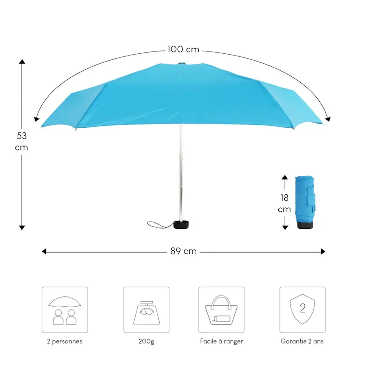 Alistair Parapluie ultra compact et resistant - Anti vent et retournement - ALISTAIR - Marque francaise garantie 1 an