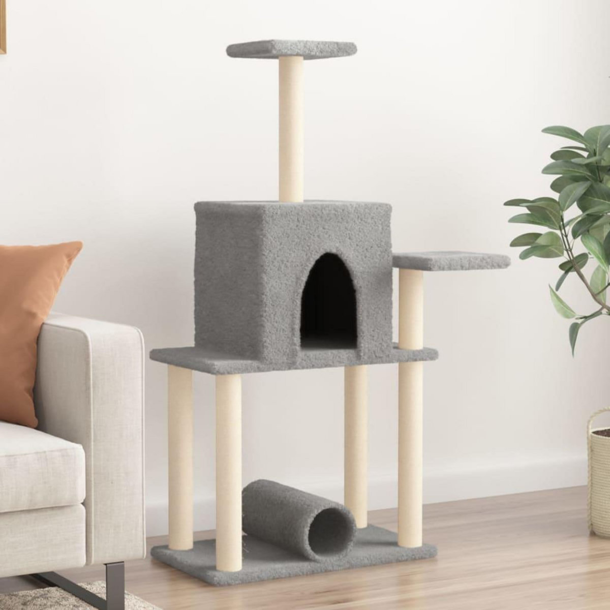 VIDAXL Arbre a chat avec griffoirs en sisal gris clair 122 cm