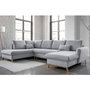 Voir la diapositive 1 : BEST MOBILIER Lagom - canapé d'angle panoramique - convertible - avec coffre - en tissu - 7 places - gauche