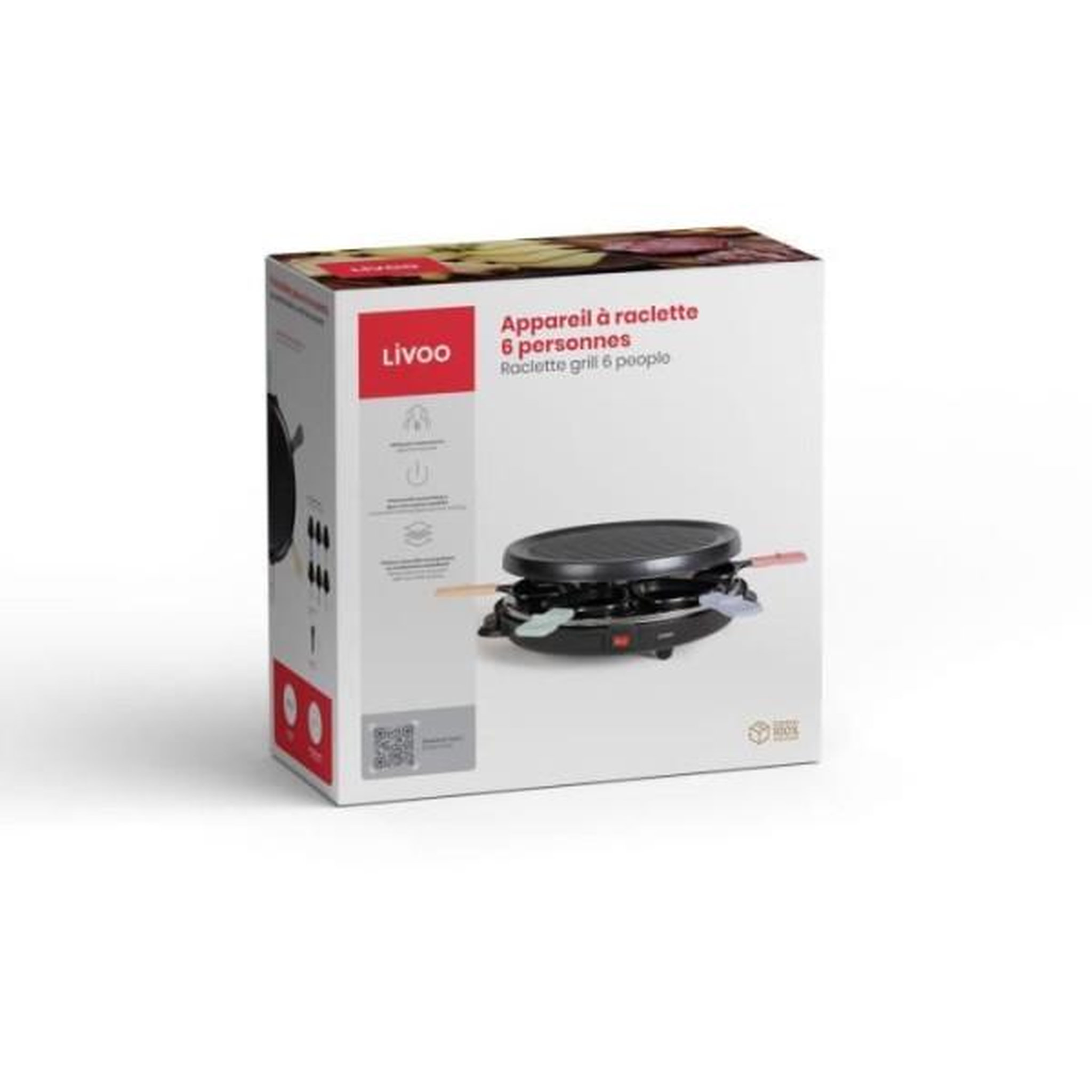 Voir la diapositive 5 : LIVOO Appareil à raclette 6 personnes 800w - doc207p