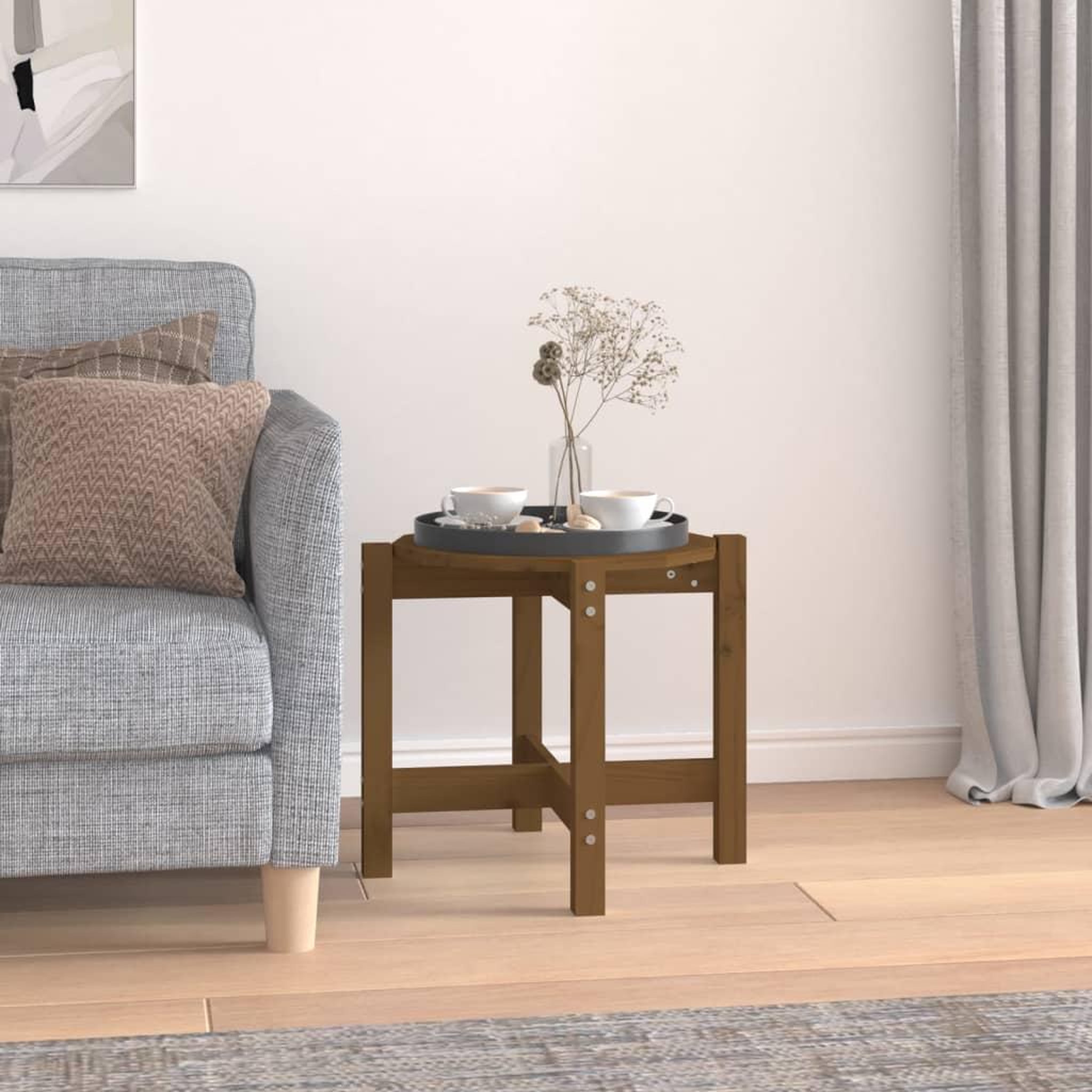 Voir la diapositive 1 : VIDAXL Table basse Marron miel Ø 52,5x45 cm Bois massif de pin