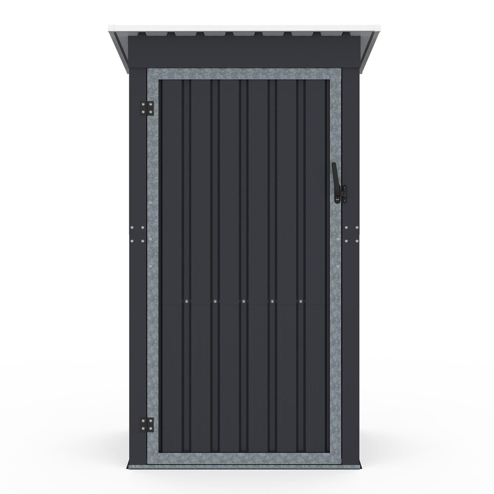 Voir la diapositive 3 : ID MARKET Abri de jardin gris en acier galvanisé 100 x 95 x 160 cm avec toit incliné 1 porte