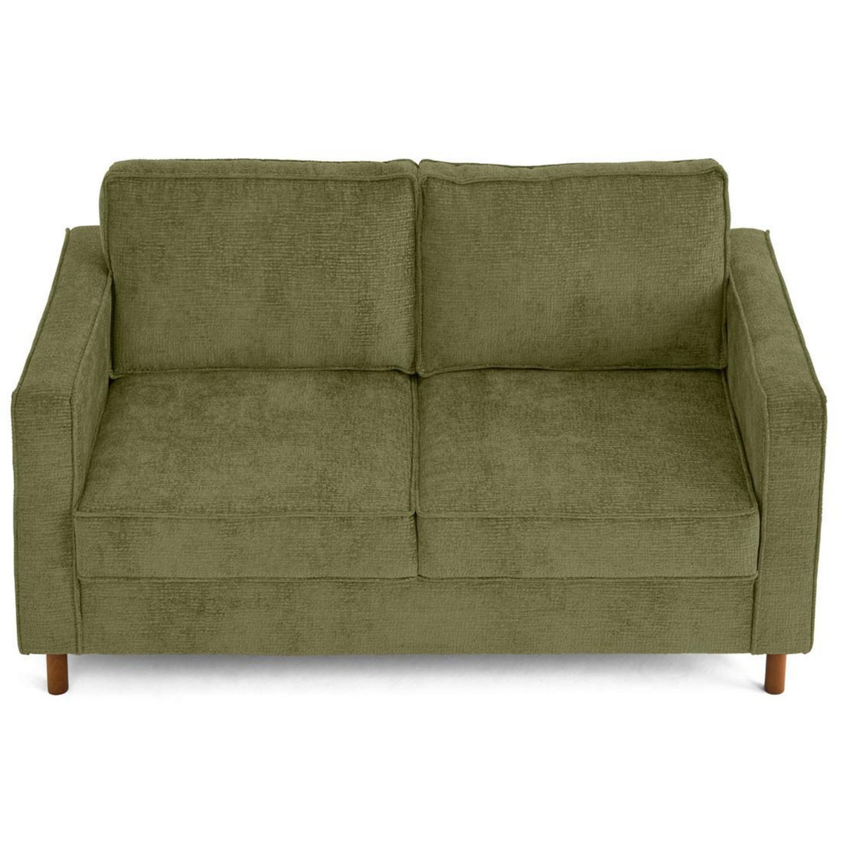 LISA DESIGN Jake - canapé droit 2 places en tissu velours relief - pieds en bois foncé