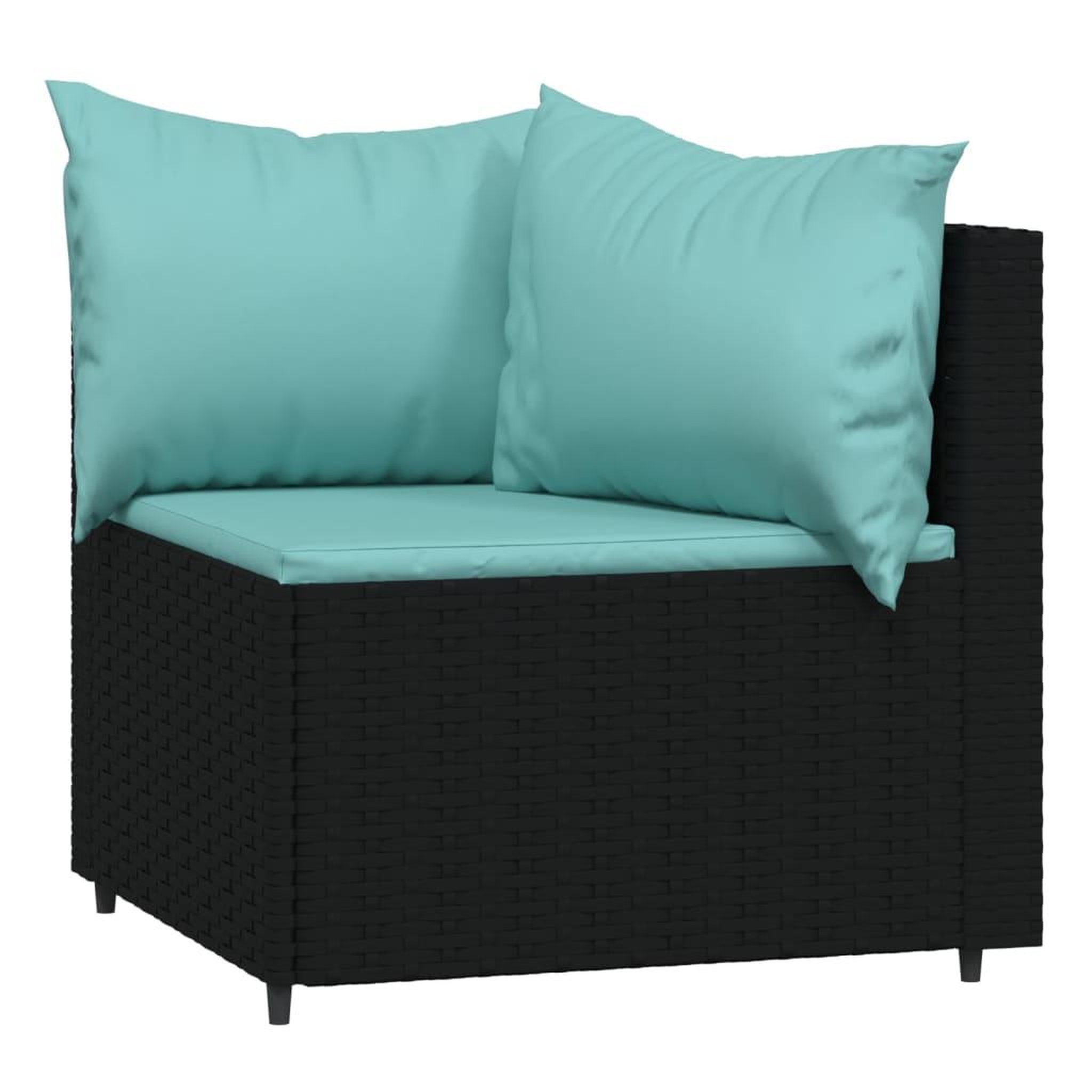 Voir la diapositive 4 : VIDAXL Salon de jardin 3 pcs avec coussins Noir Resine tressee