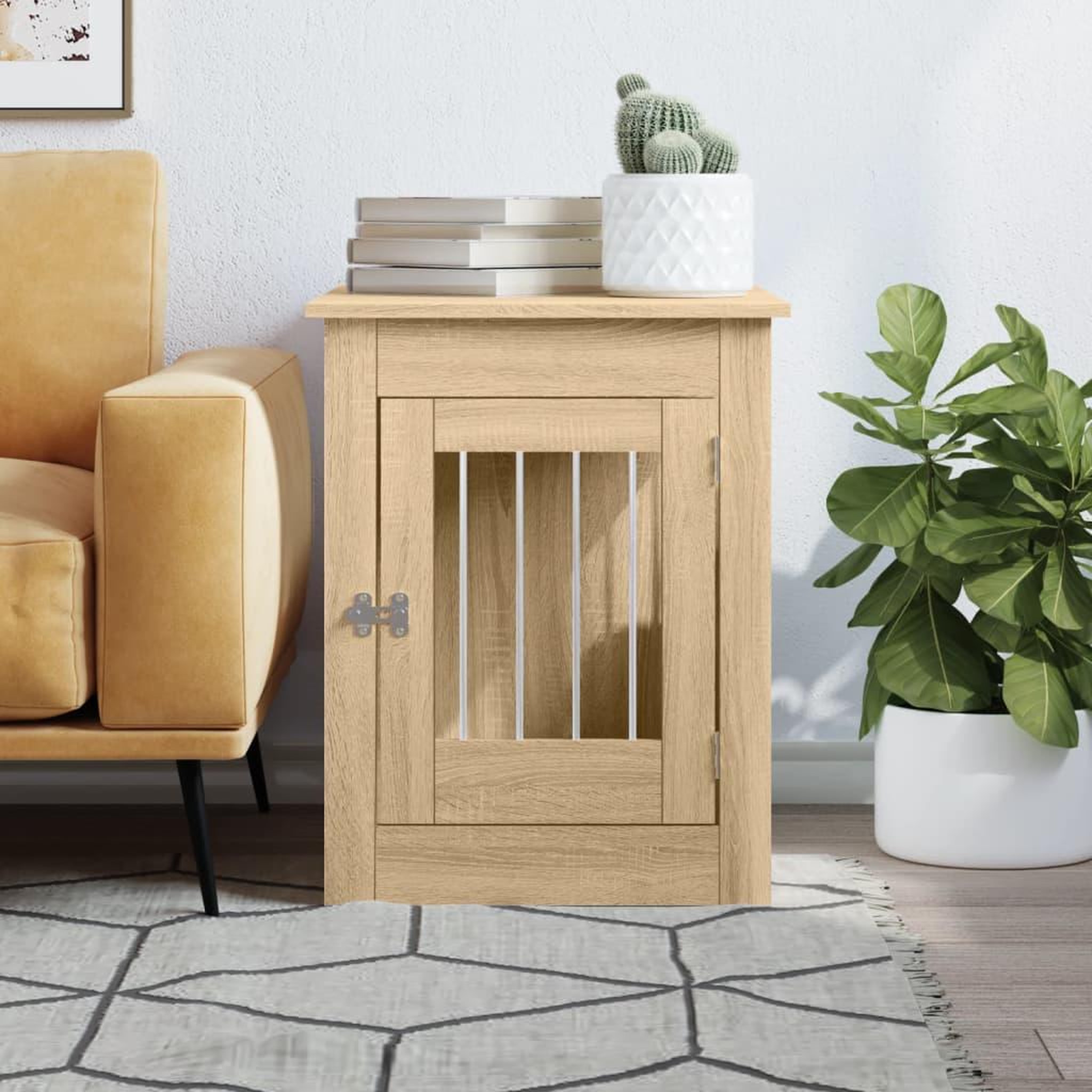 Voir la diapositive 3 : VIDAXL Meuble de cage pour chiens chene sonoma 55x80x68 cm