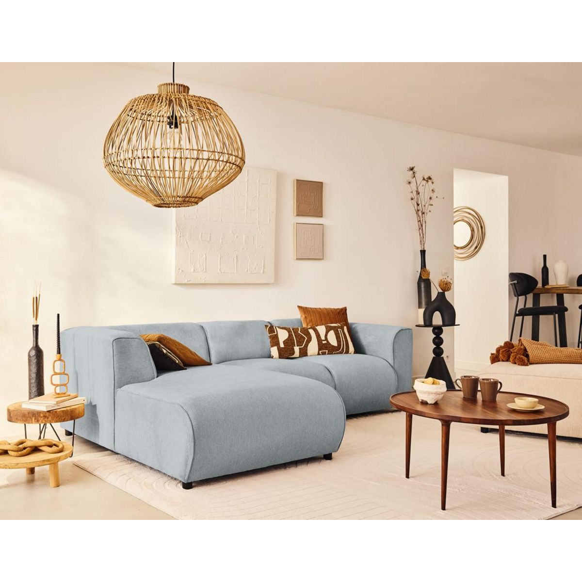 LISA DESIGN Suaro - module d'assise méridienne gauche en tissu texturé