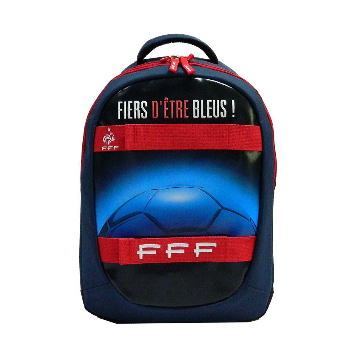  Sac à dos 2 compartiments garçon FFF fiers d'être bleus bleu marine et rouge