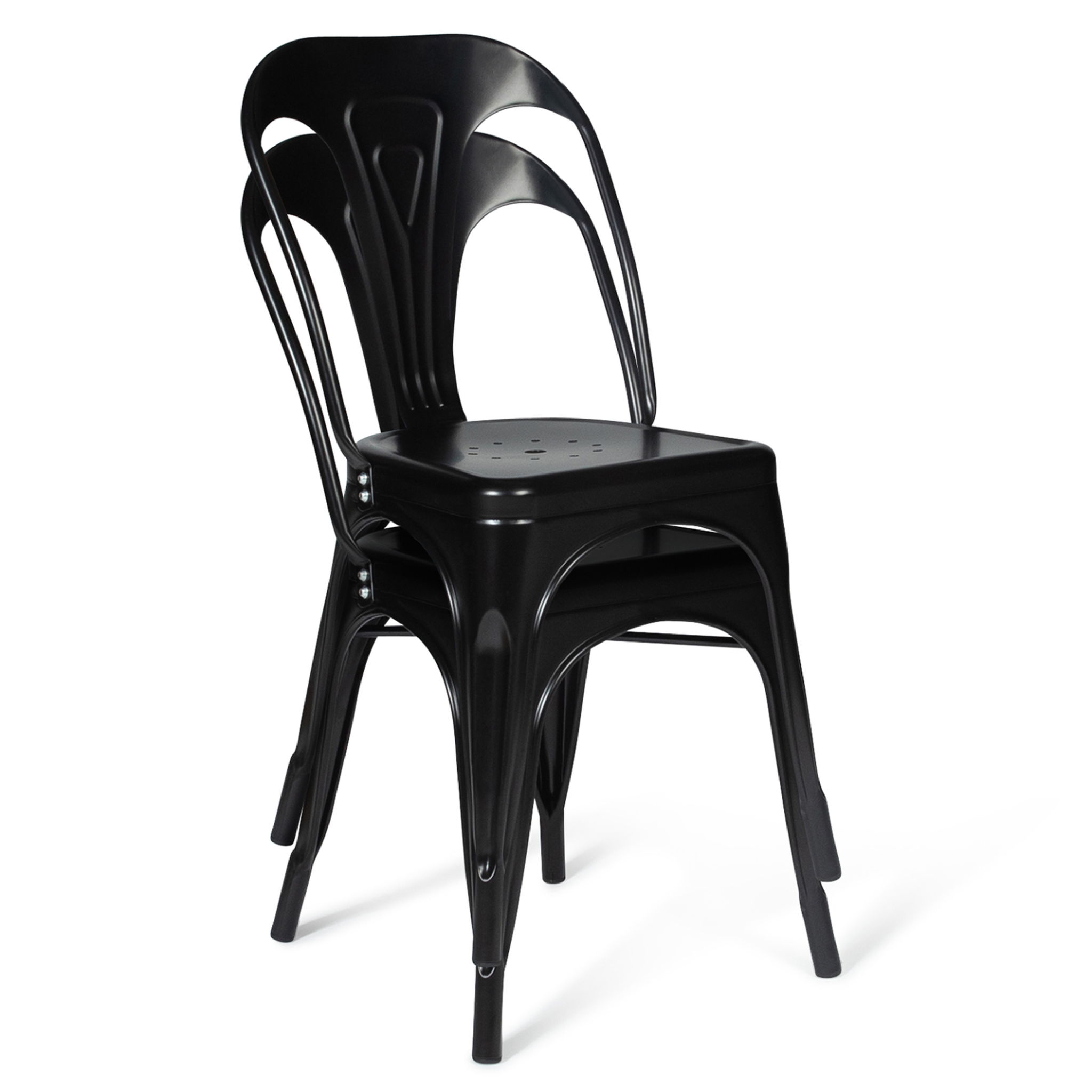 Voir la diapositive 6 : ID MARKET Lot de 2 chaises leny métal noir mat empilable aspect brut factory