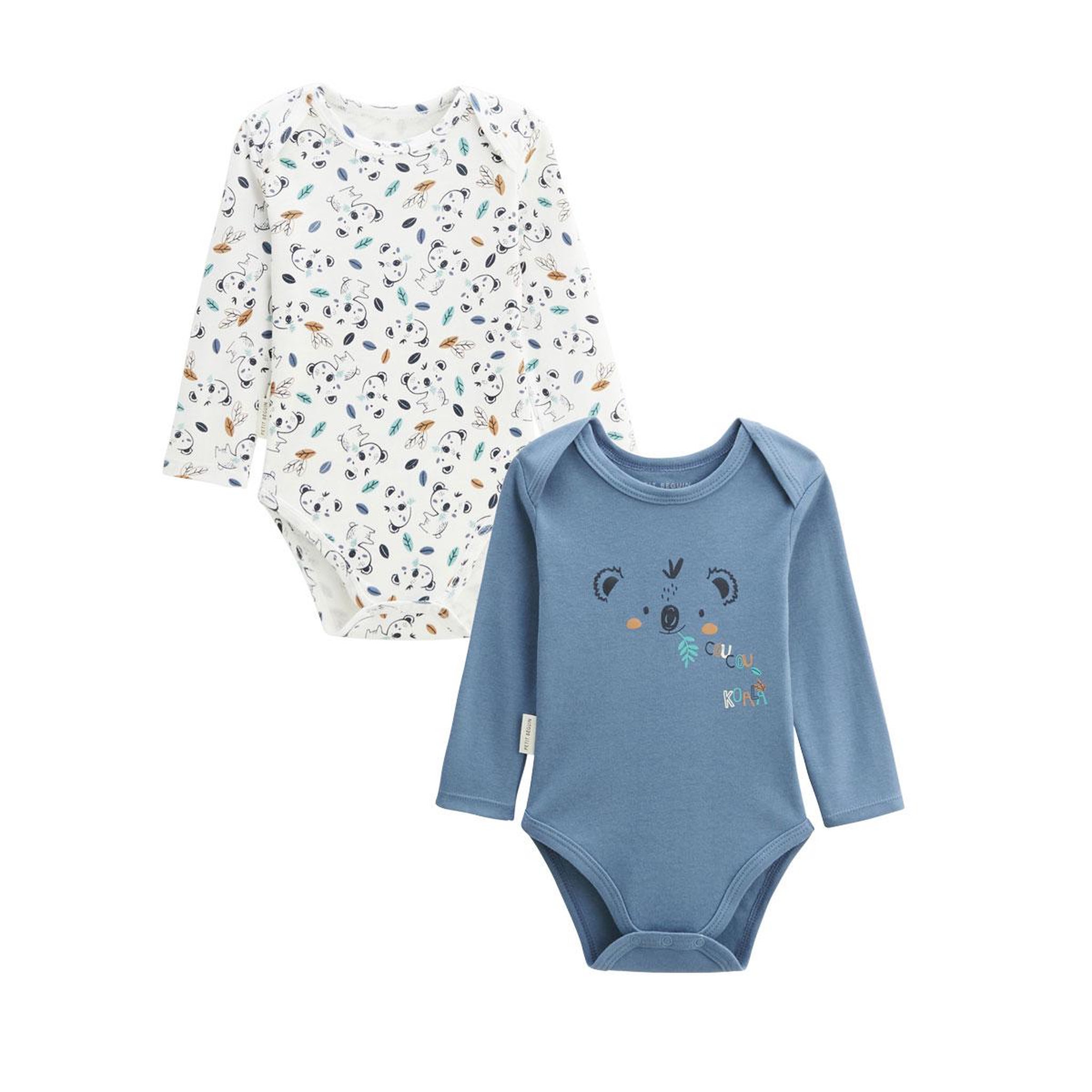 Voir la diapositive 1 : Petit Béguin Lot de 2 bodies bébé manches longues Coucou Koala