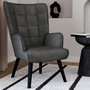 Voir la diapositive 2 : ID MARKET Fauteuil scandinave ANIA en velours gris